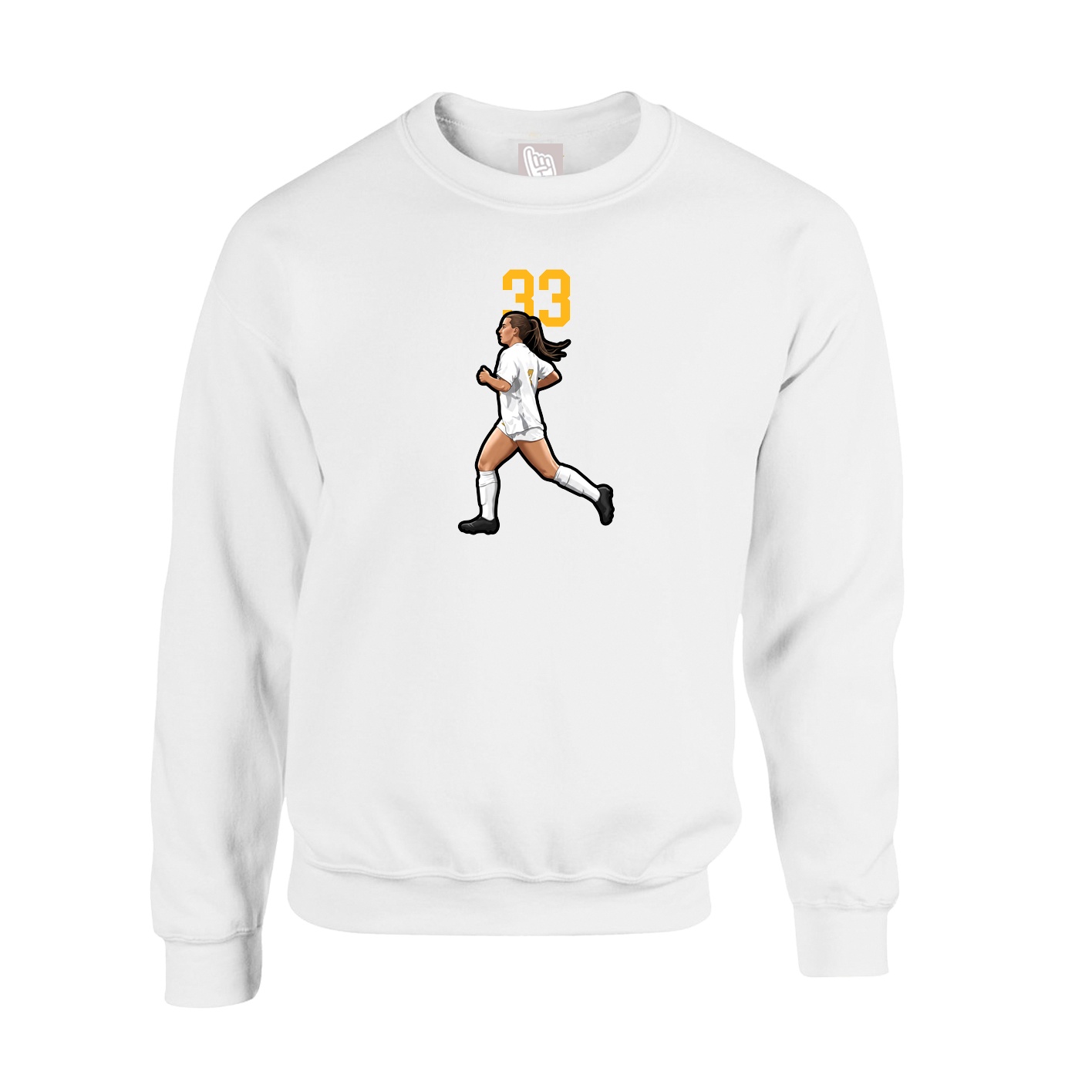Fleece Crew — Number Top in White