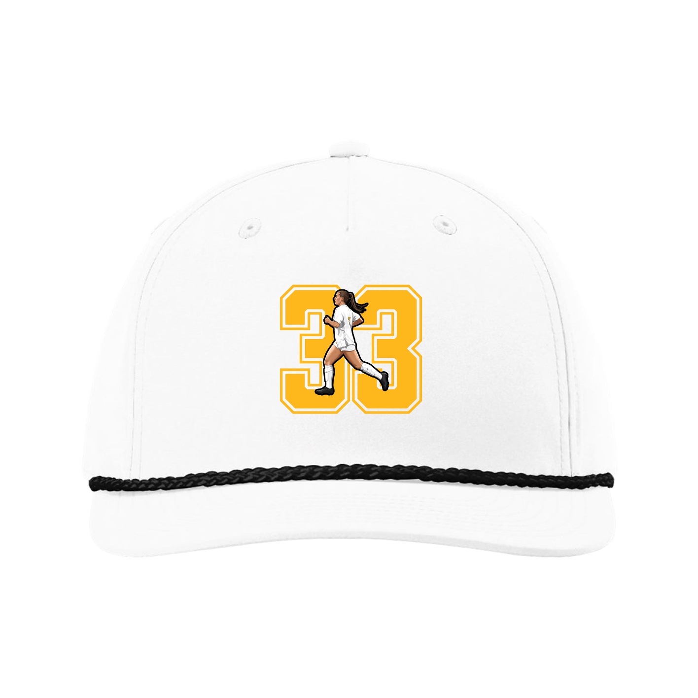 Five-Panel Classic Rope Cap — Number in White