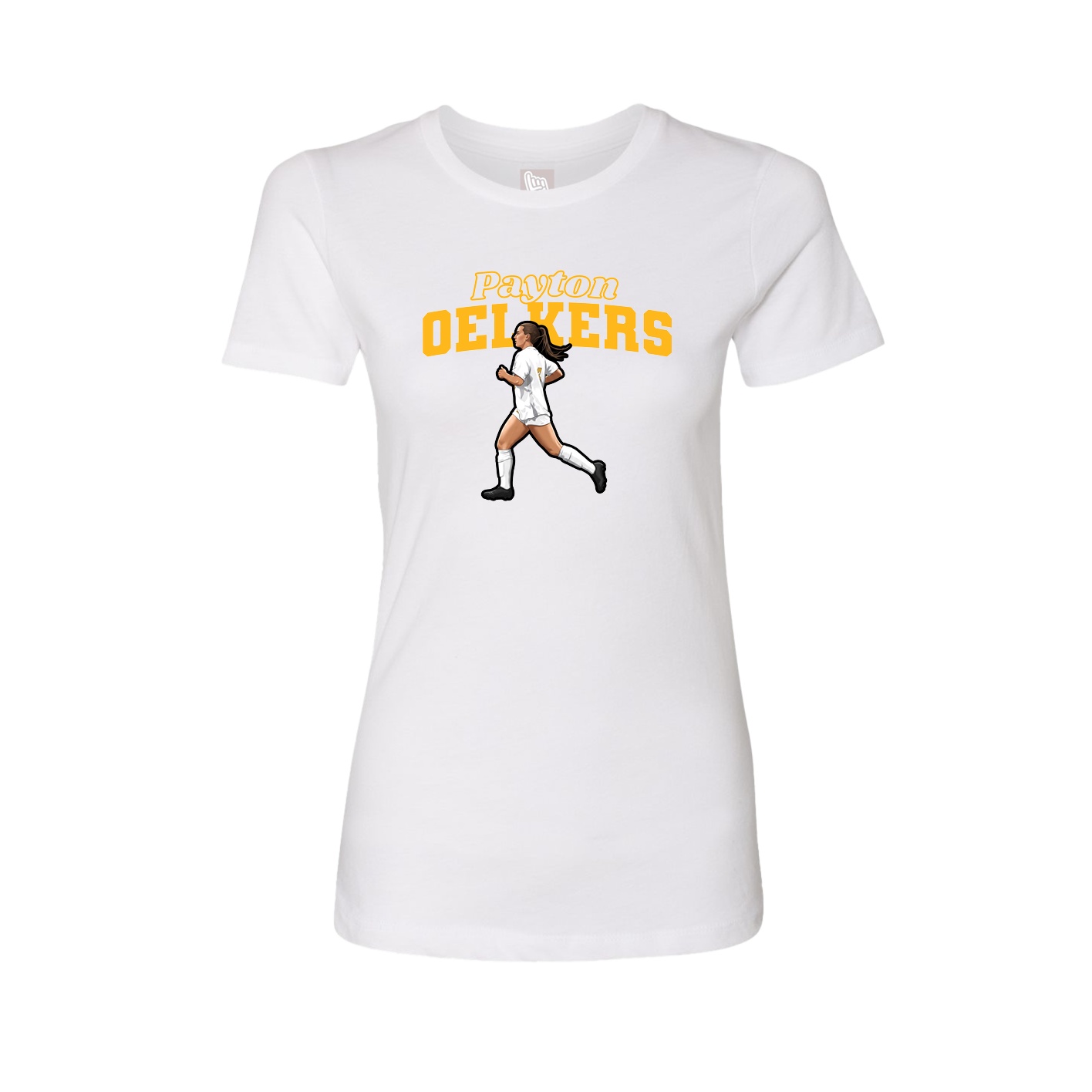 Fitted Women's Tee — Name Arch in White