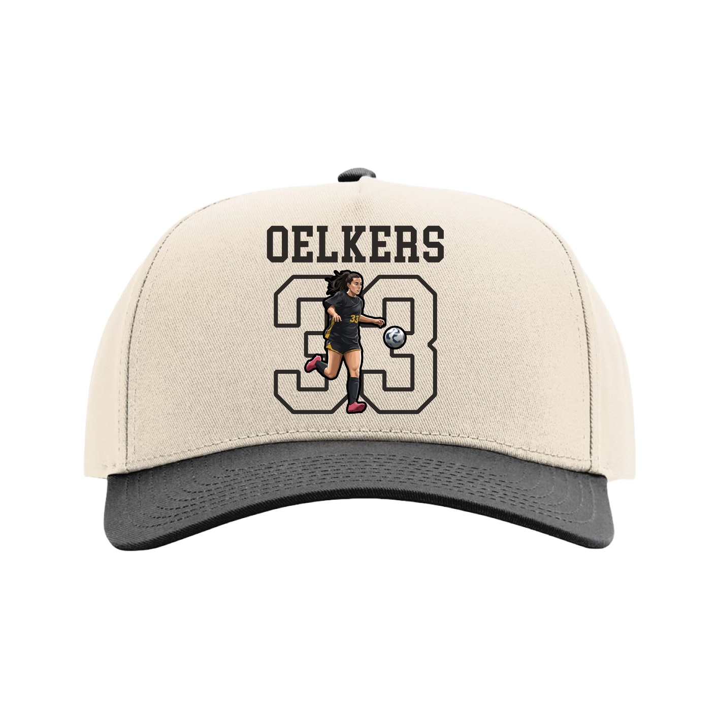 Full Fabric Five-Panel Champ Cap — Shirsey in Cream/Black
