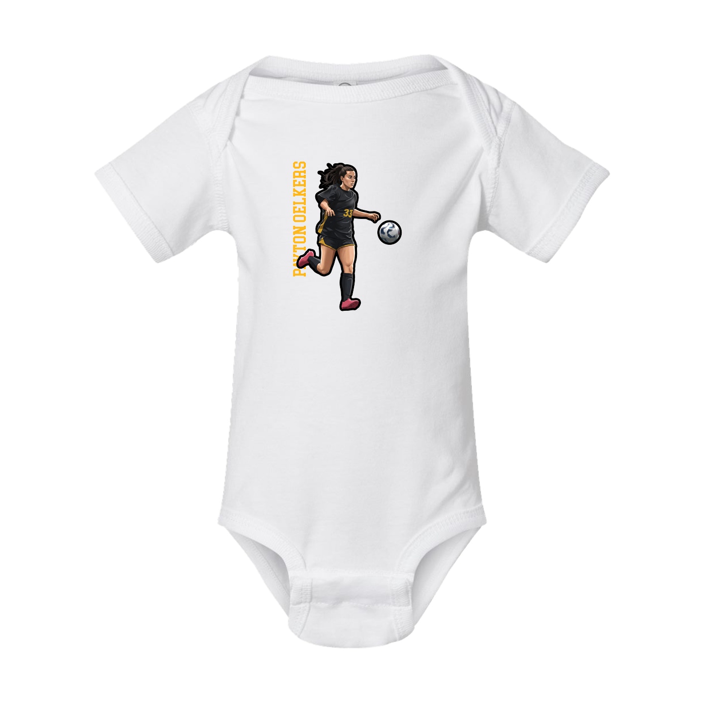 Baby Onesie — Name Vertical in White