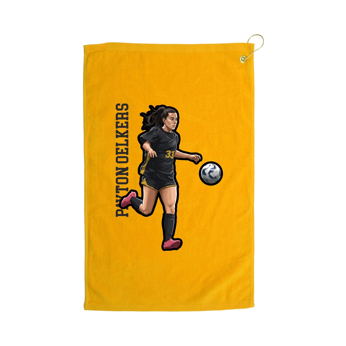 Golf Towel — Name Vertical in Gold