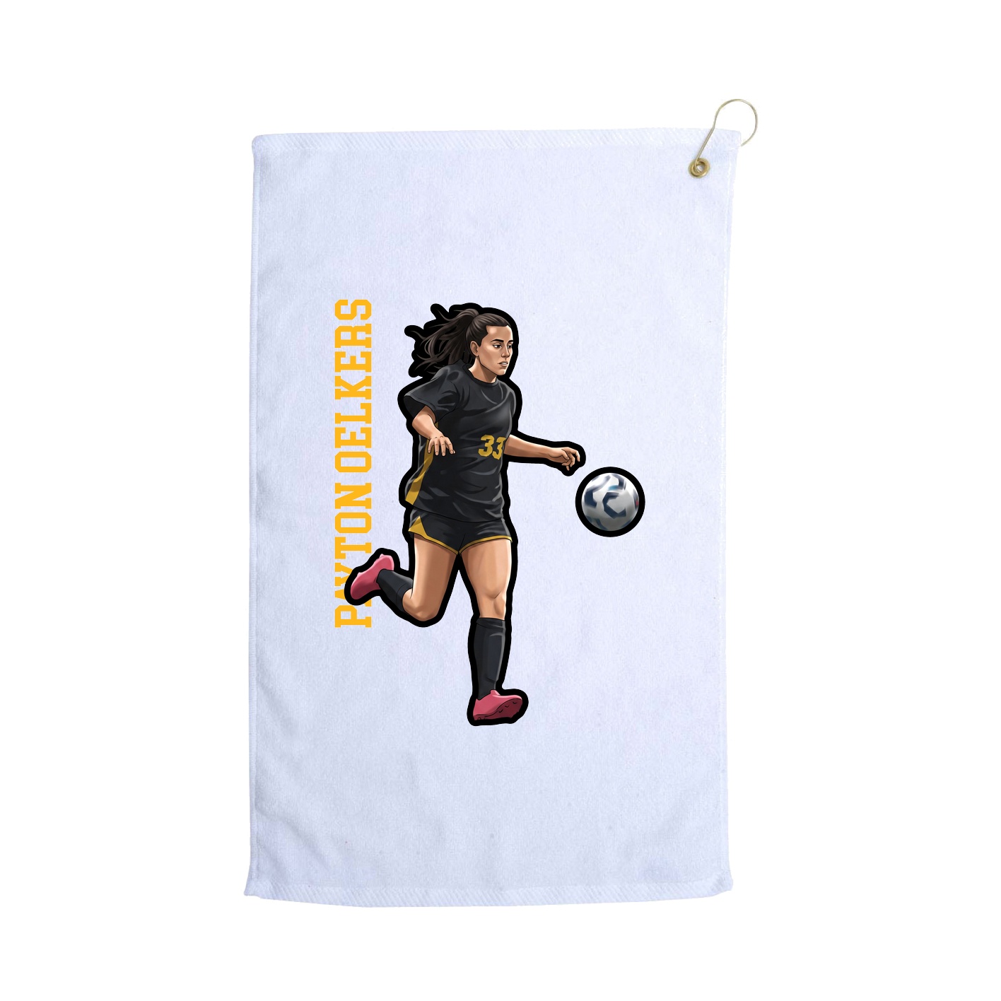 Golf Towel — Name Vertical in White