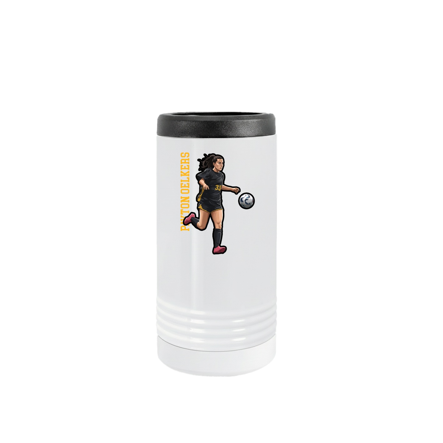 Slim Beverage Holder — Name Vertical in White