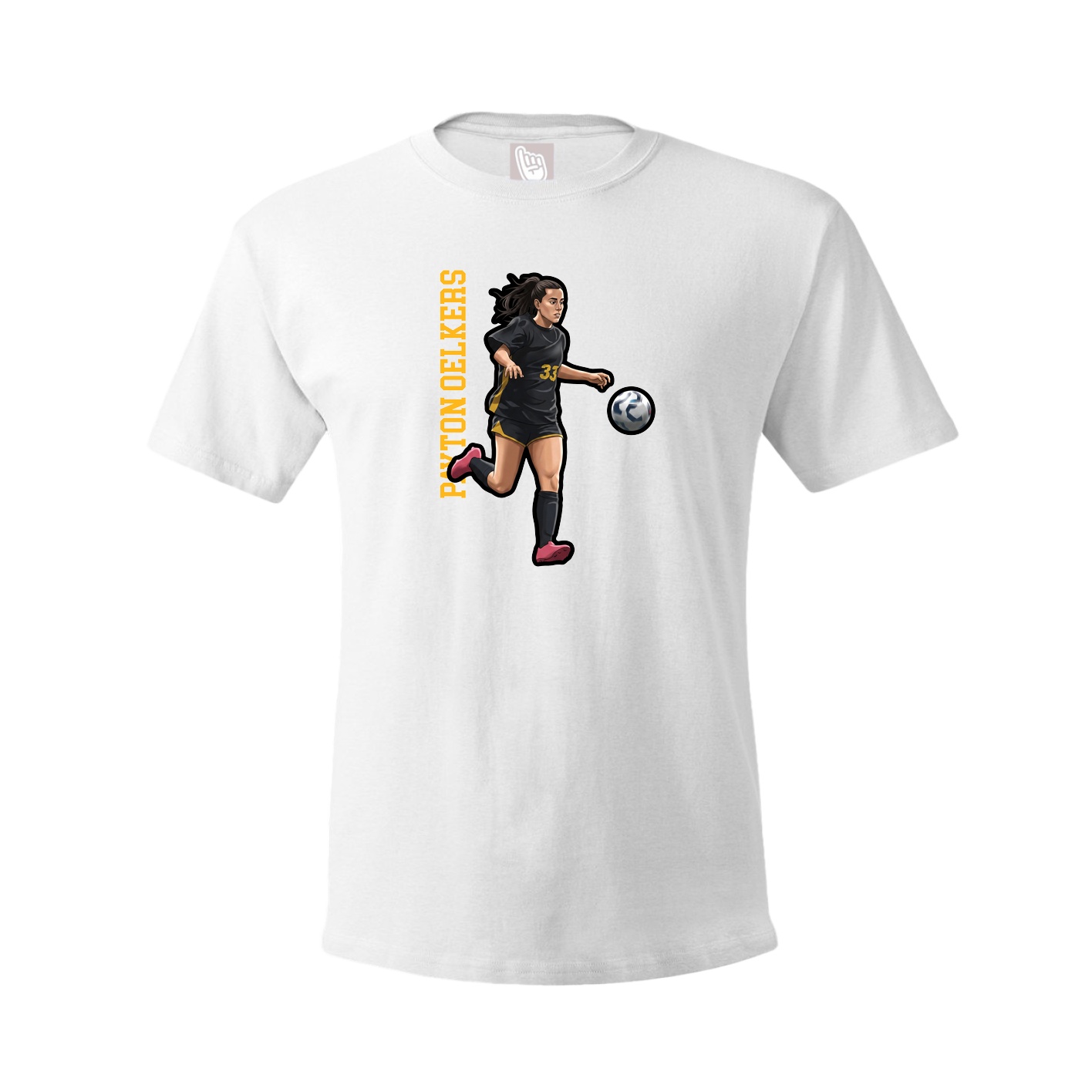 Youth Tee — Name Vertical in White