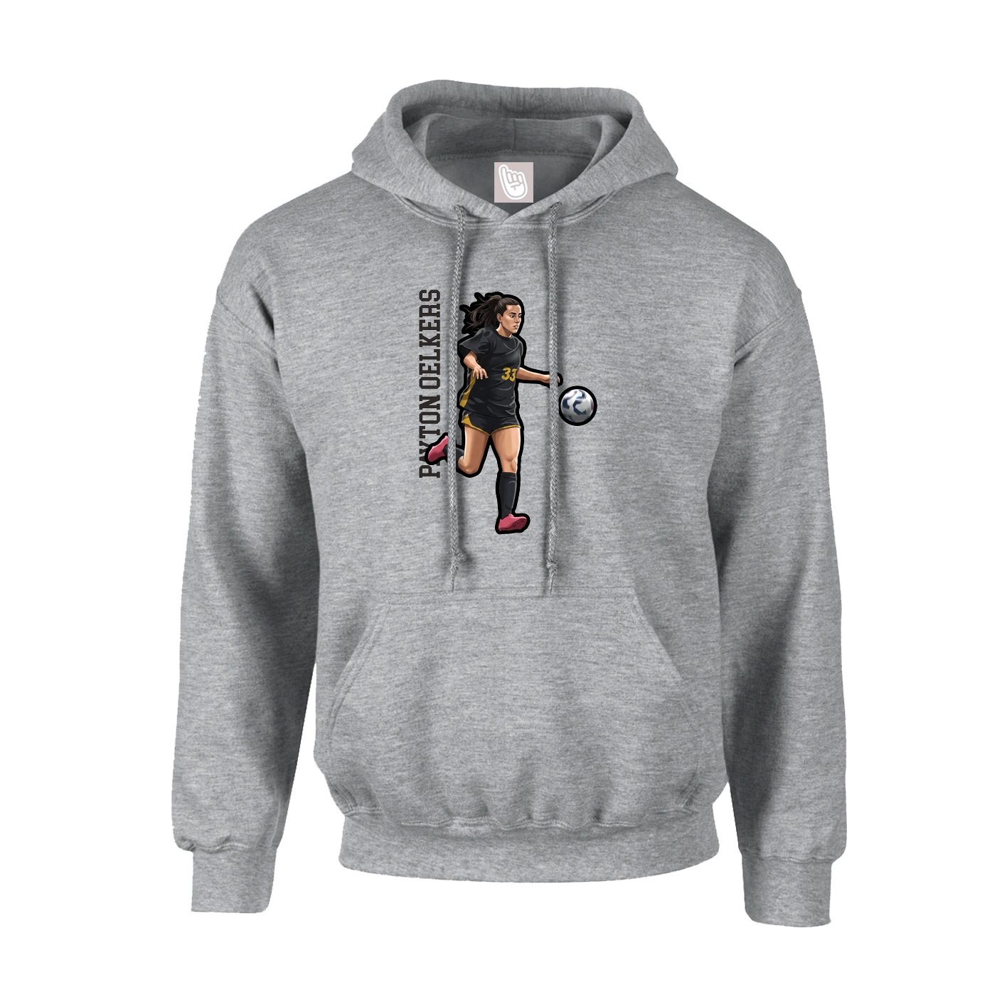 Youth Hoodie — Name Vertical in Grey