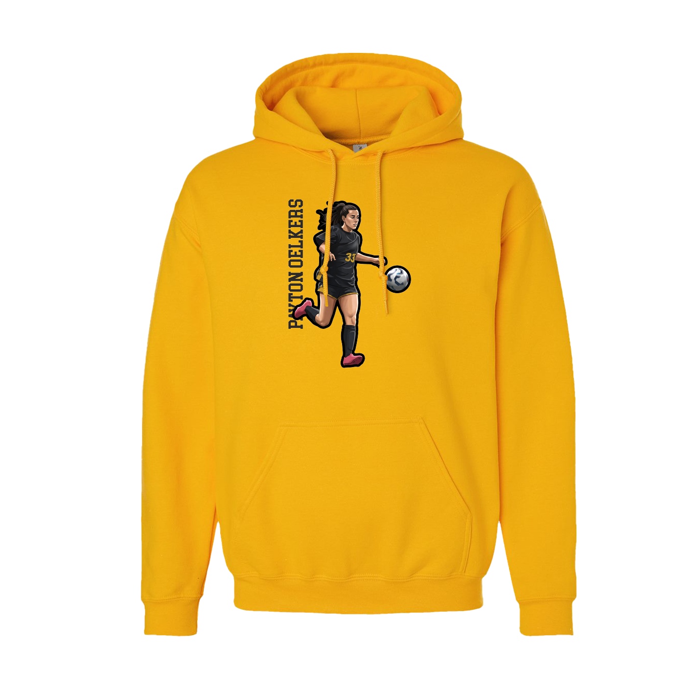 Youth Hoodie — Name Vertical in Gold