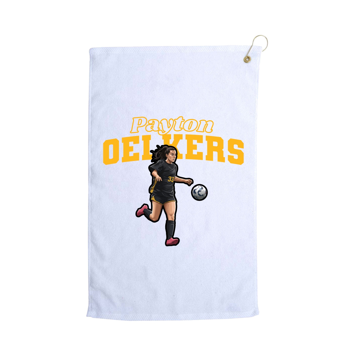 Golf Towel — Name Arch in White