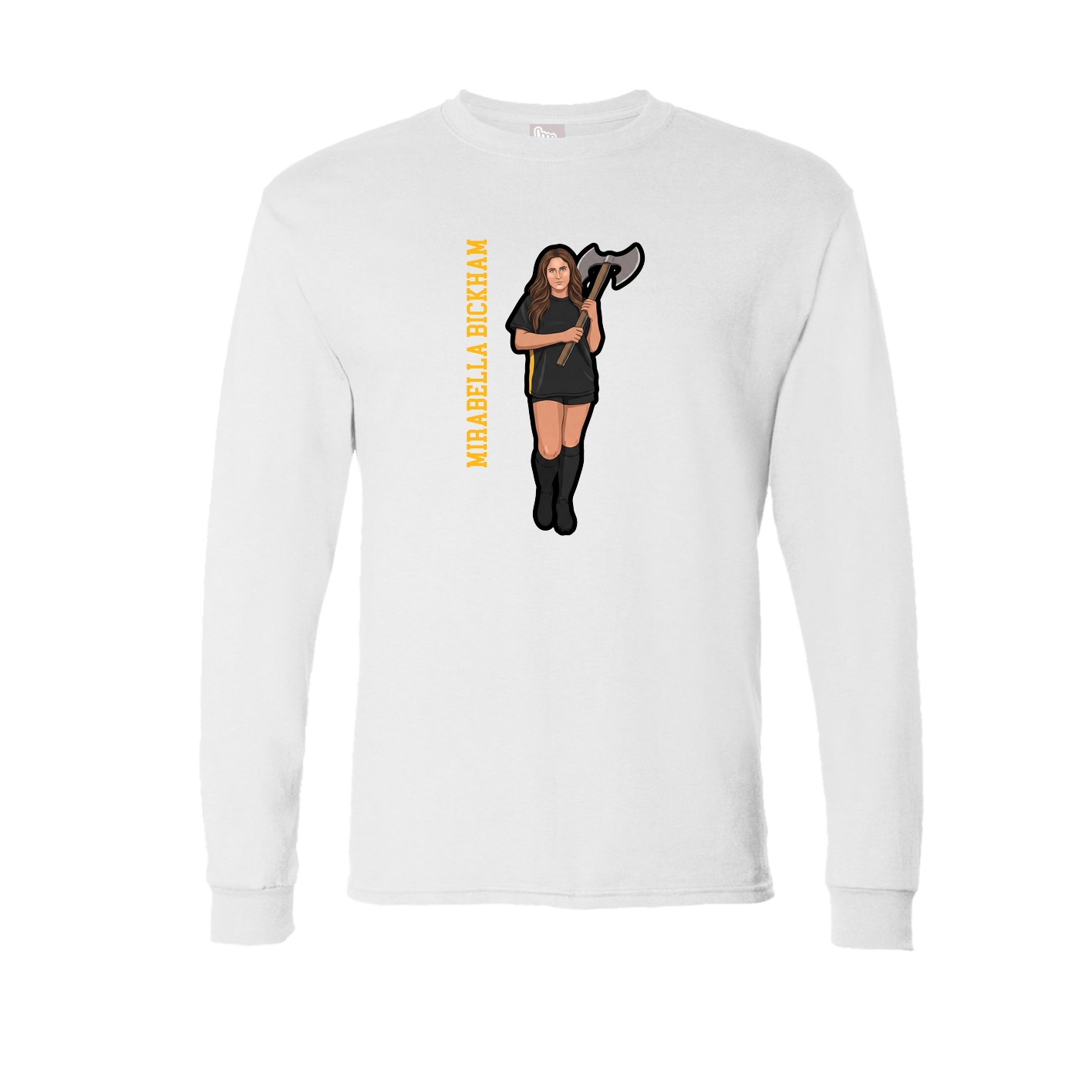 Long Sleeve Tee — Name Vertical in White