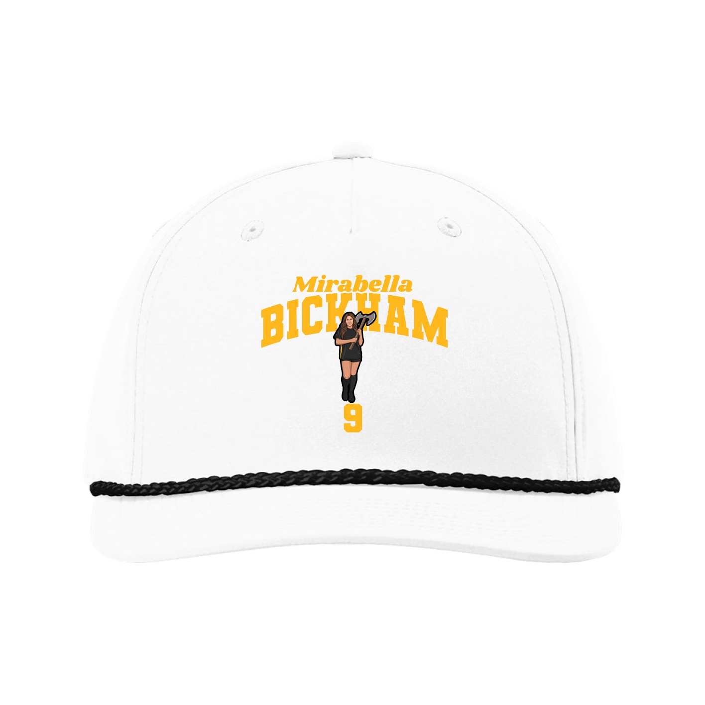 Five-Panel Classic Rope Cap — Signature Arch in White