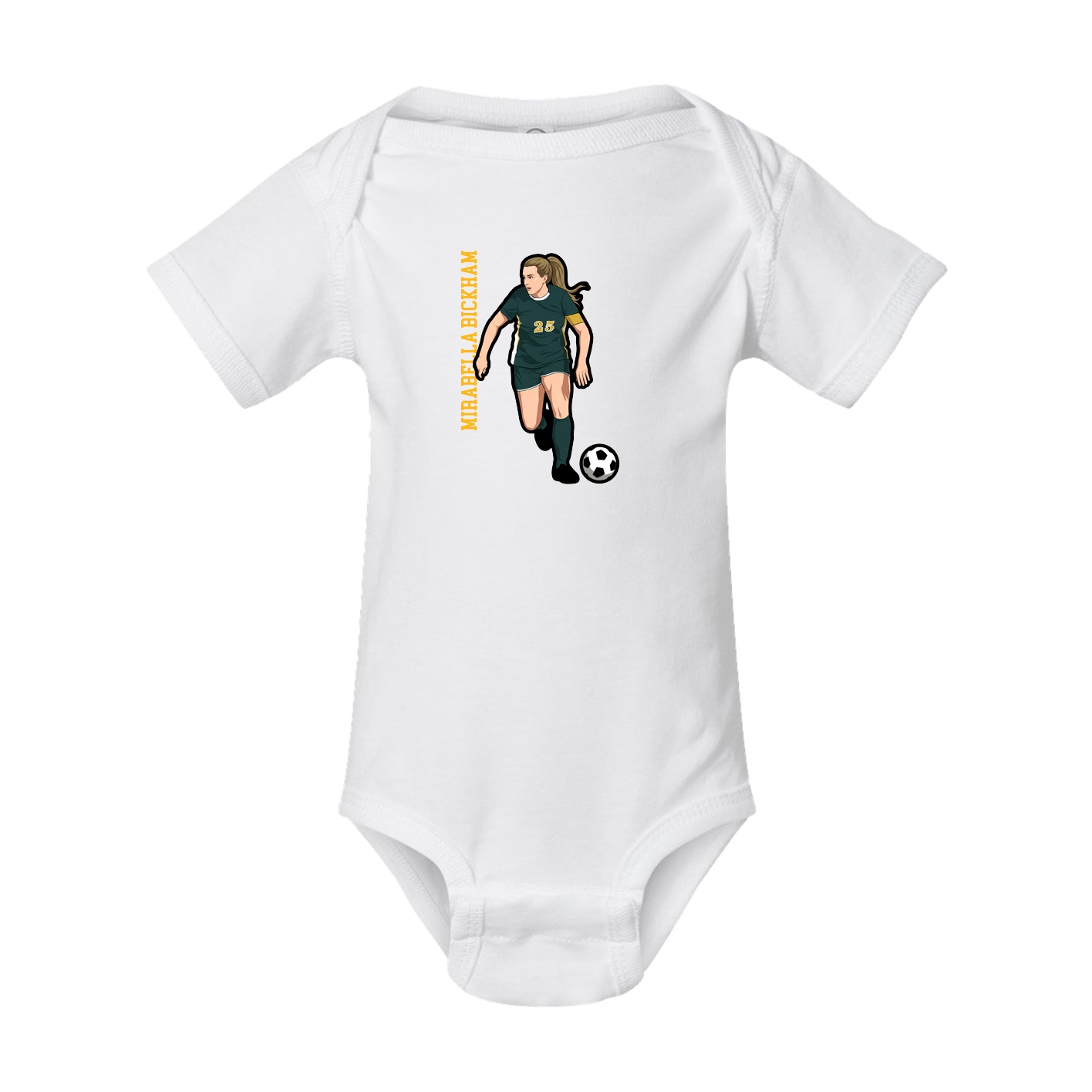 Baby Onesie — Name Vertical in White
