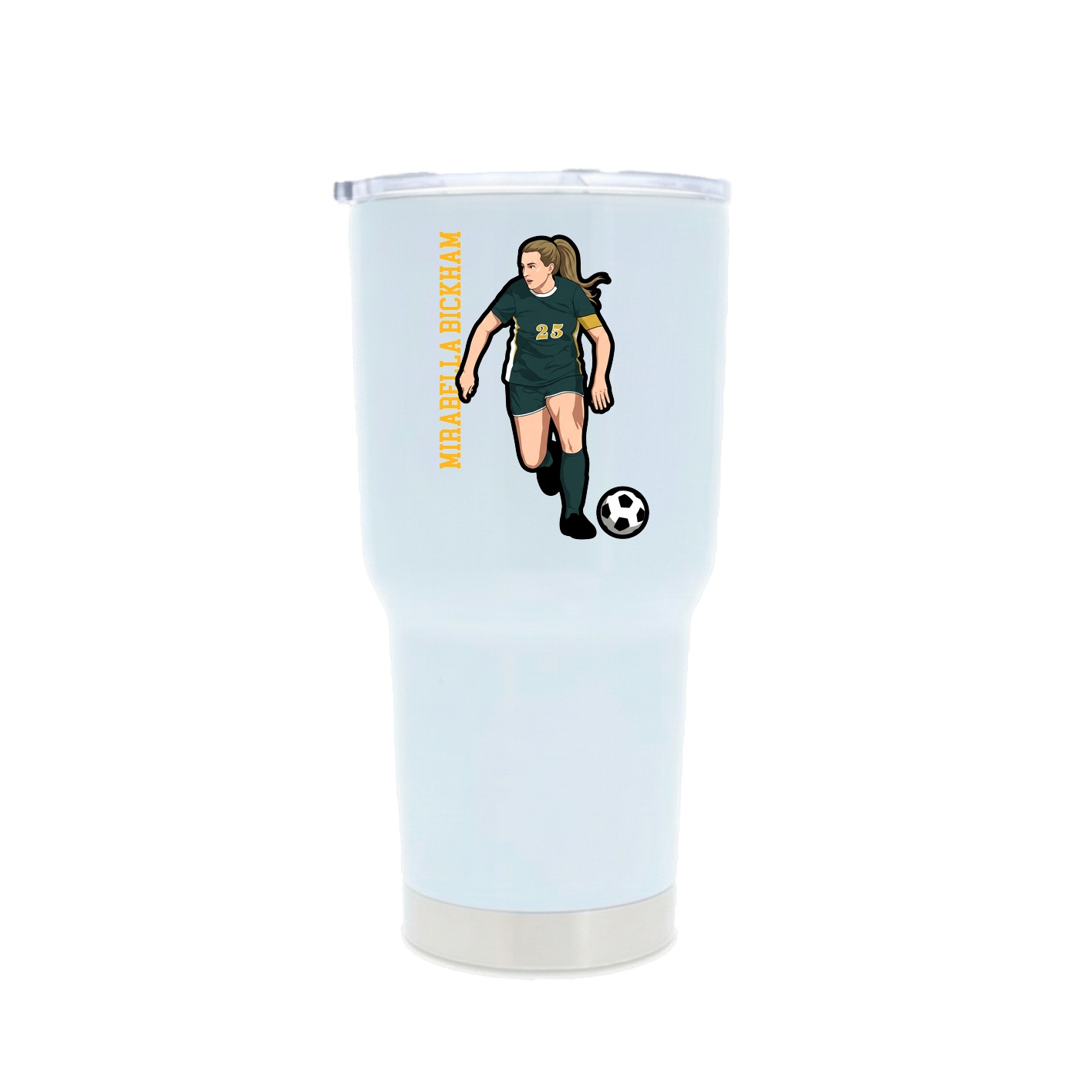 30oz Stainless Steel Tumbler — Name Vertical in White