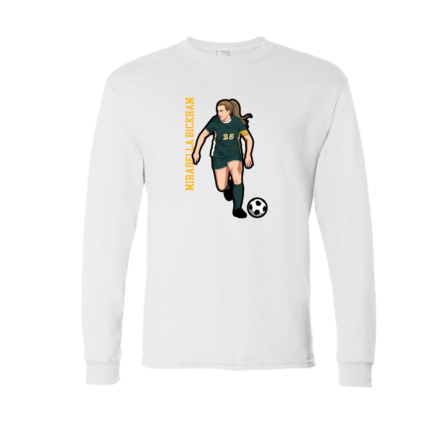 Long Sleeve Tee — Name Vertical in White