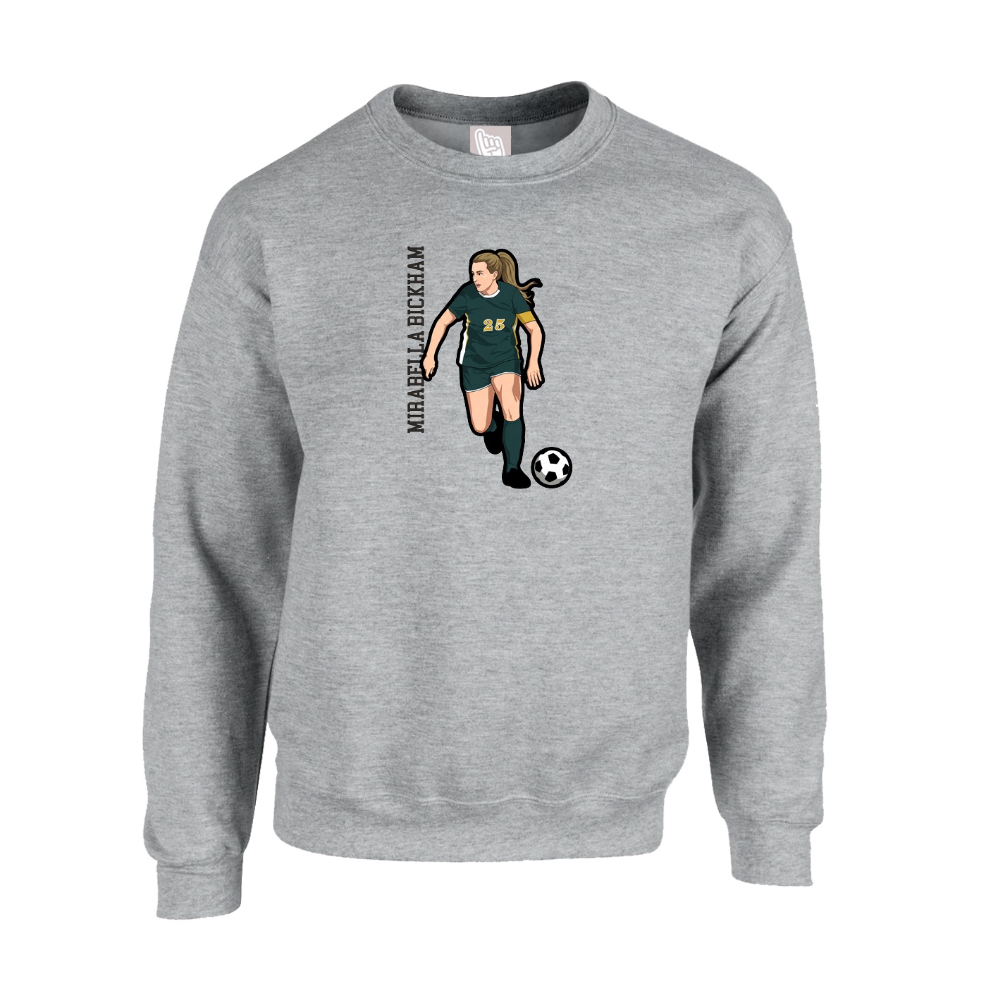 Fleece Crew — Name Vertical in Grey