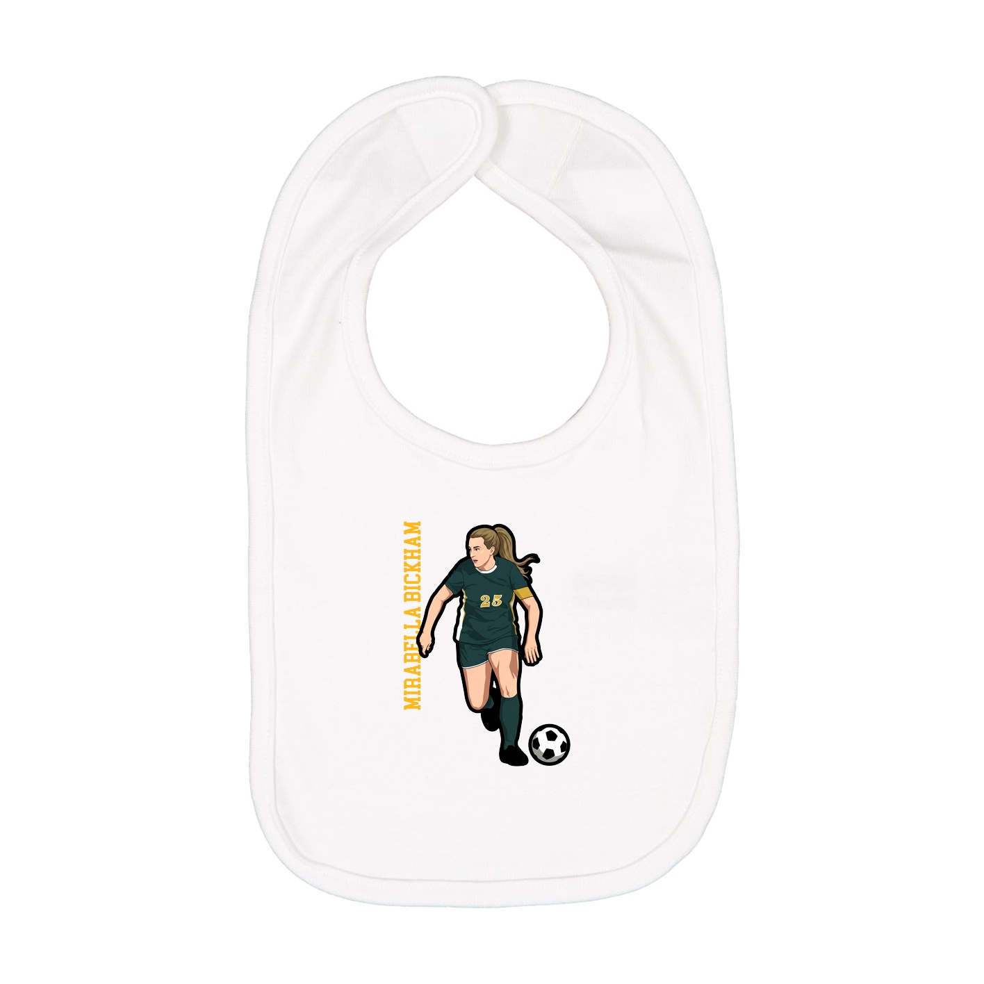 Infant Bib — Name Vertical in White