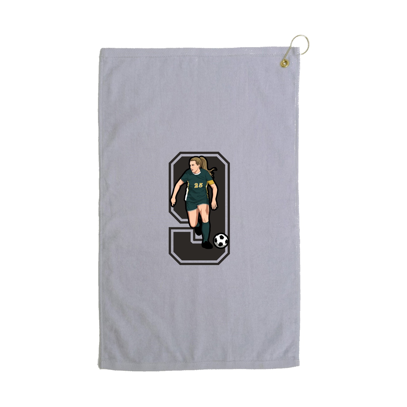 Golf Towel — Number in Grey