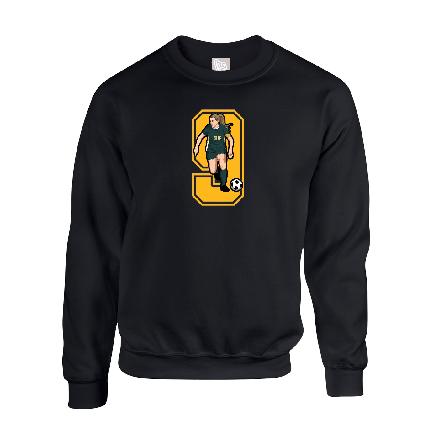 Fleece Crew — Number in Black