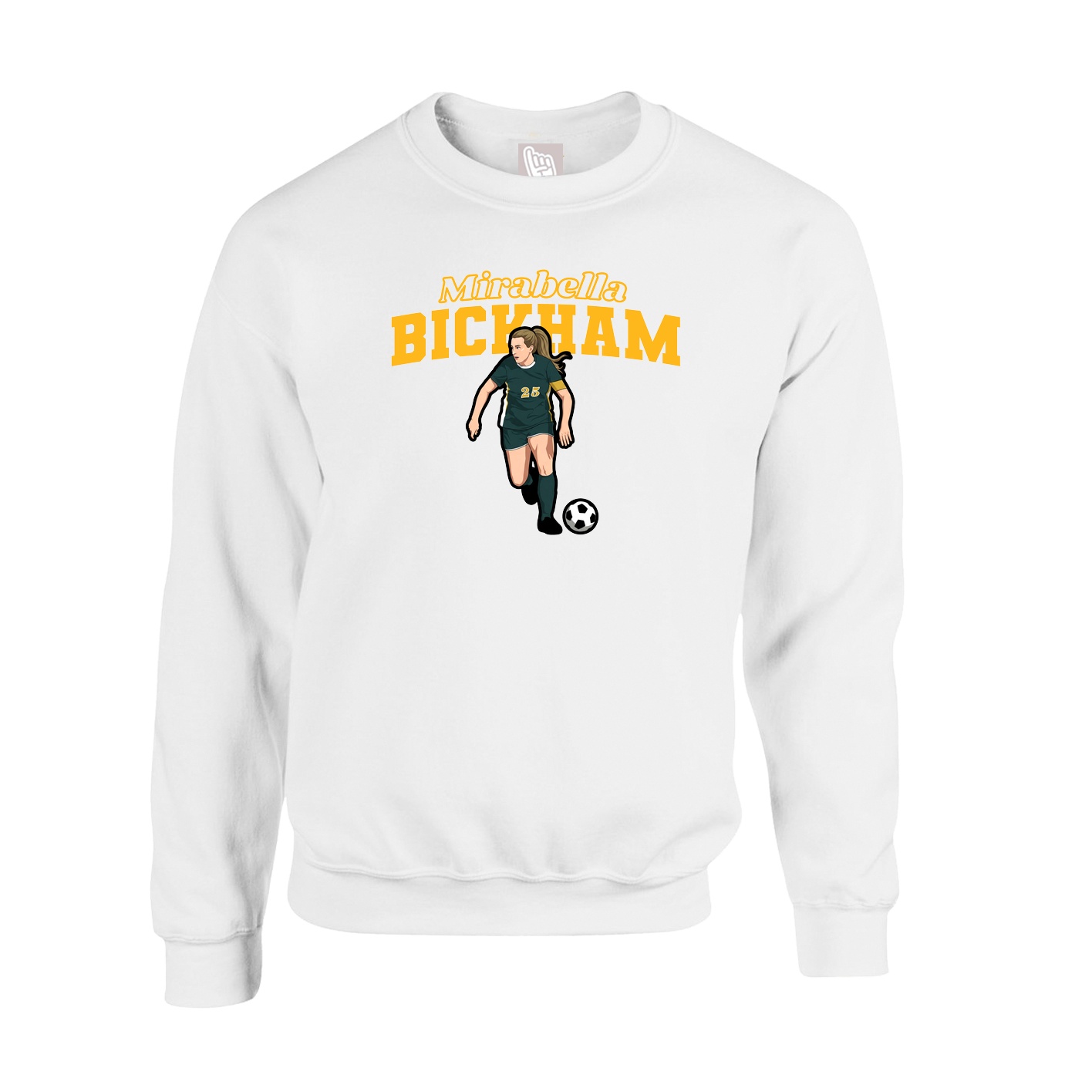 Fleece Crew — Name Arch in White