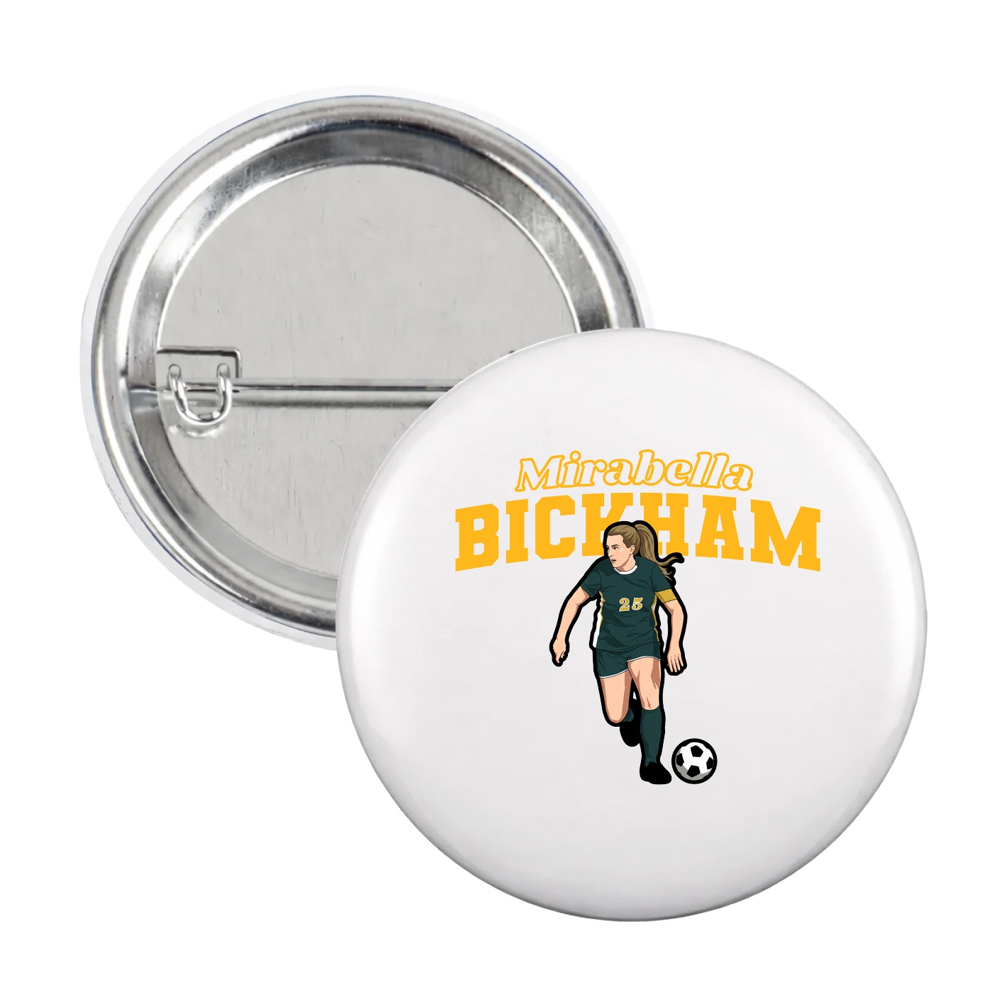 Game Day Button — Name Arch in White