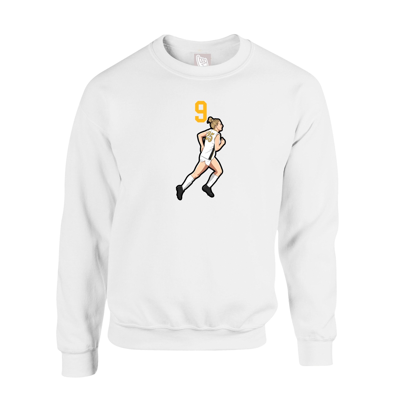 Fleece Crew — Number Top in White