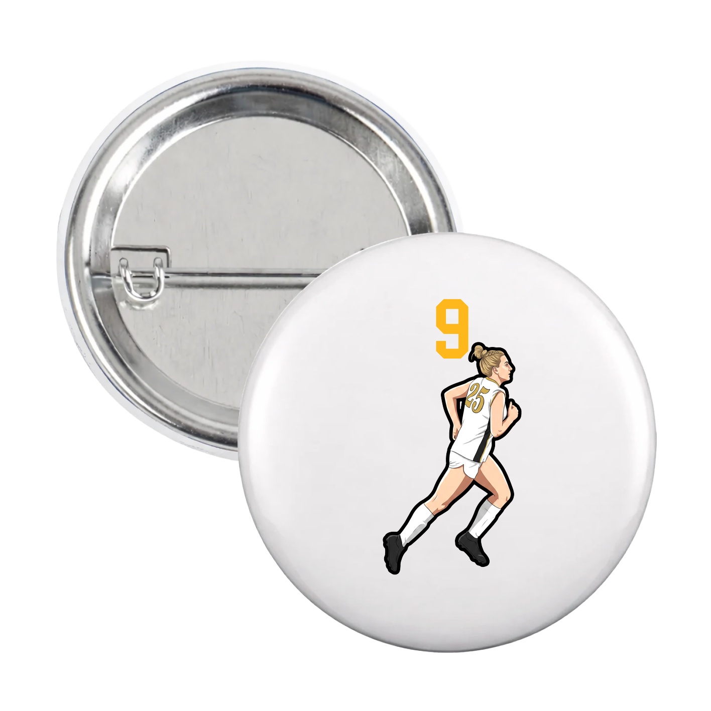 Game Day Button — Number Top in White