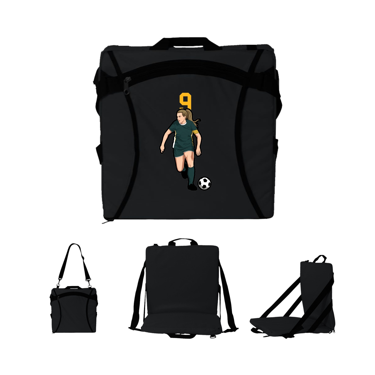 Folding Stadium Seat — Number Top in Black