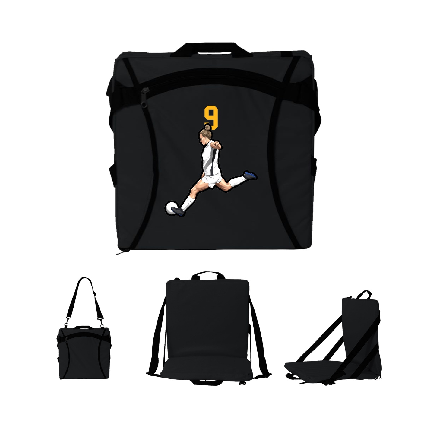 Folding Stadium Seat — Number Top in Black