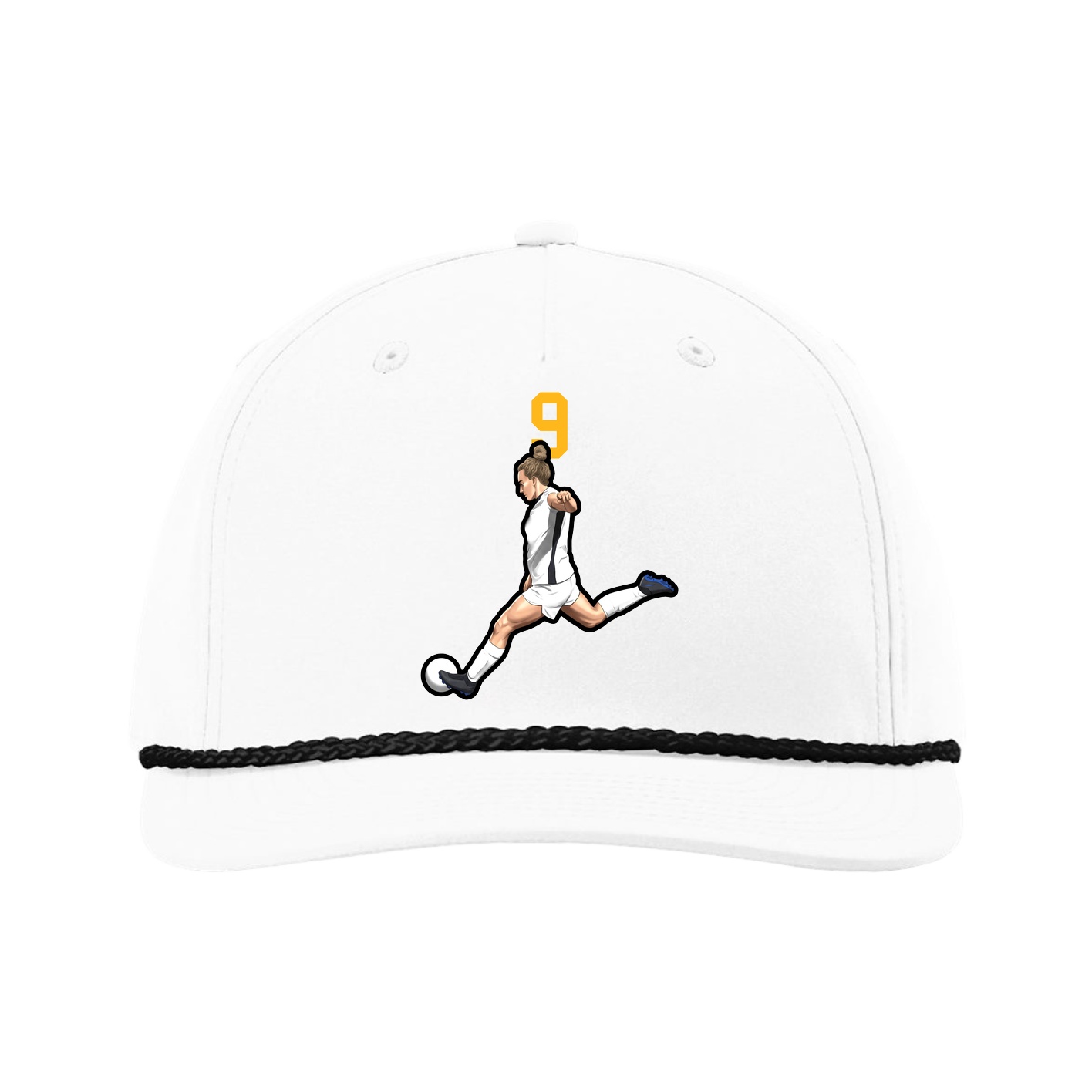 Five-Panel Classic Rope Cap — Number Top in White