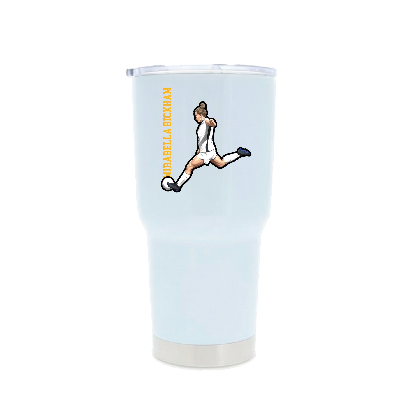 30oz Stainless Steel Tumbler — Name Vertical in White