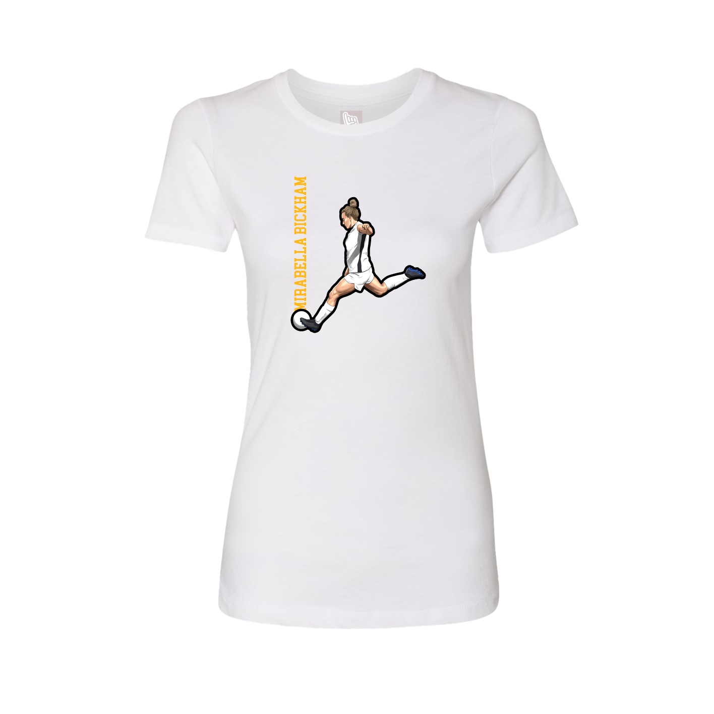Fitted Women's Tee — Name Vertical in White