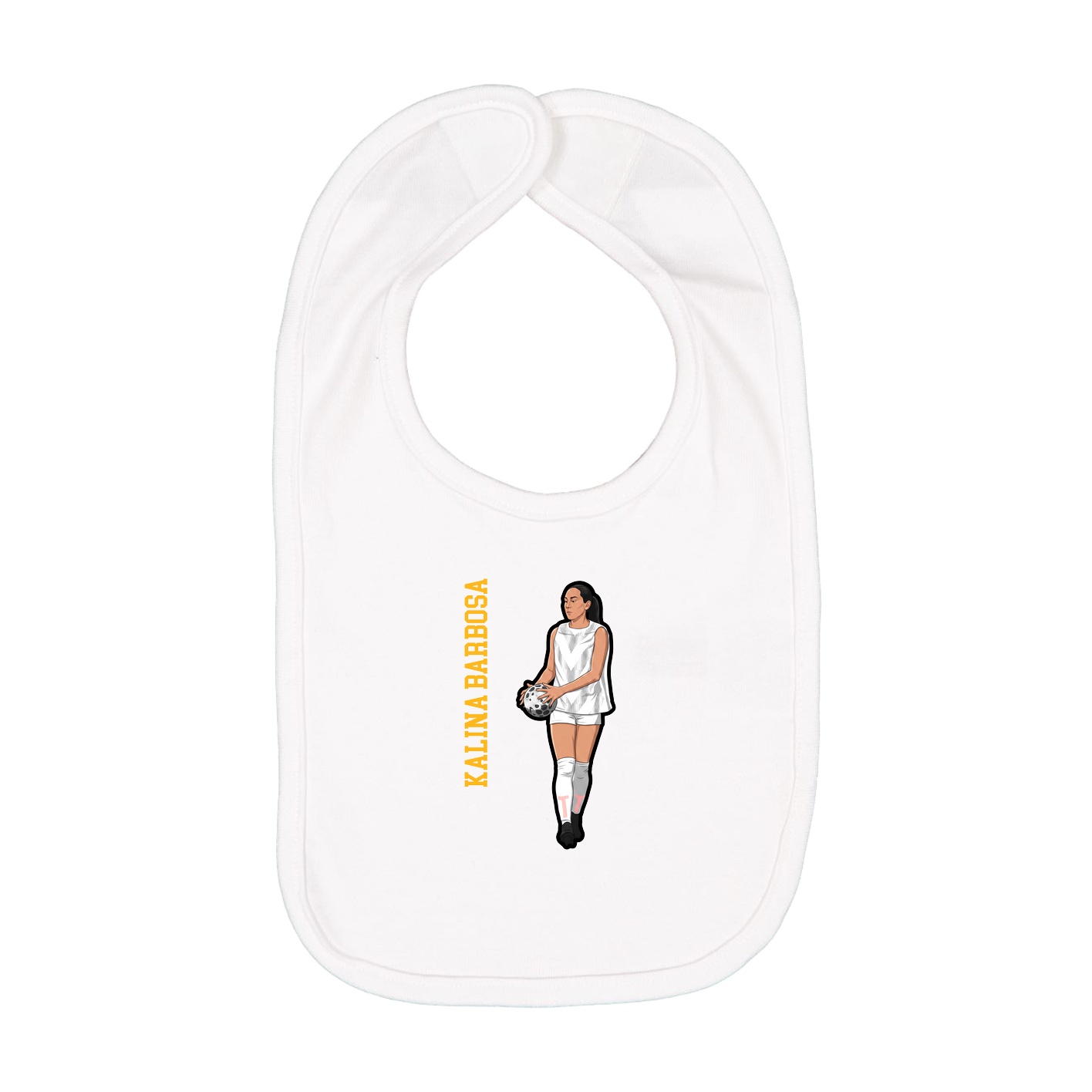 Infant Bib — Name Vertical in White