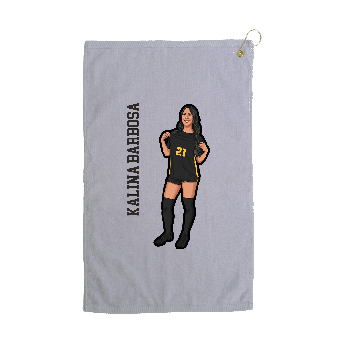 Golf Towel — Name Vertical in Grey