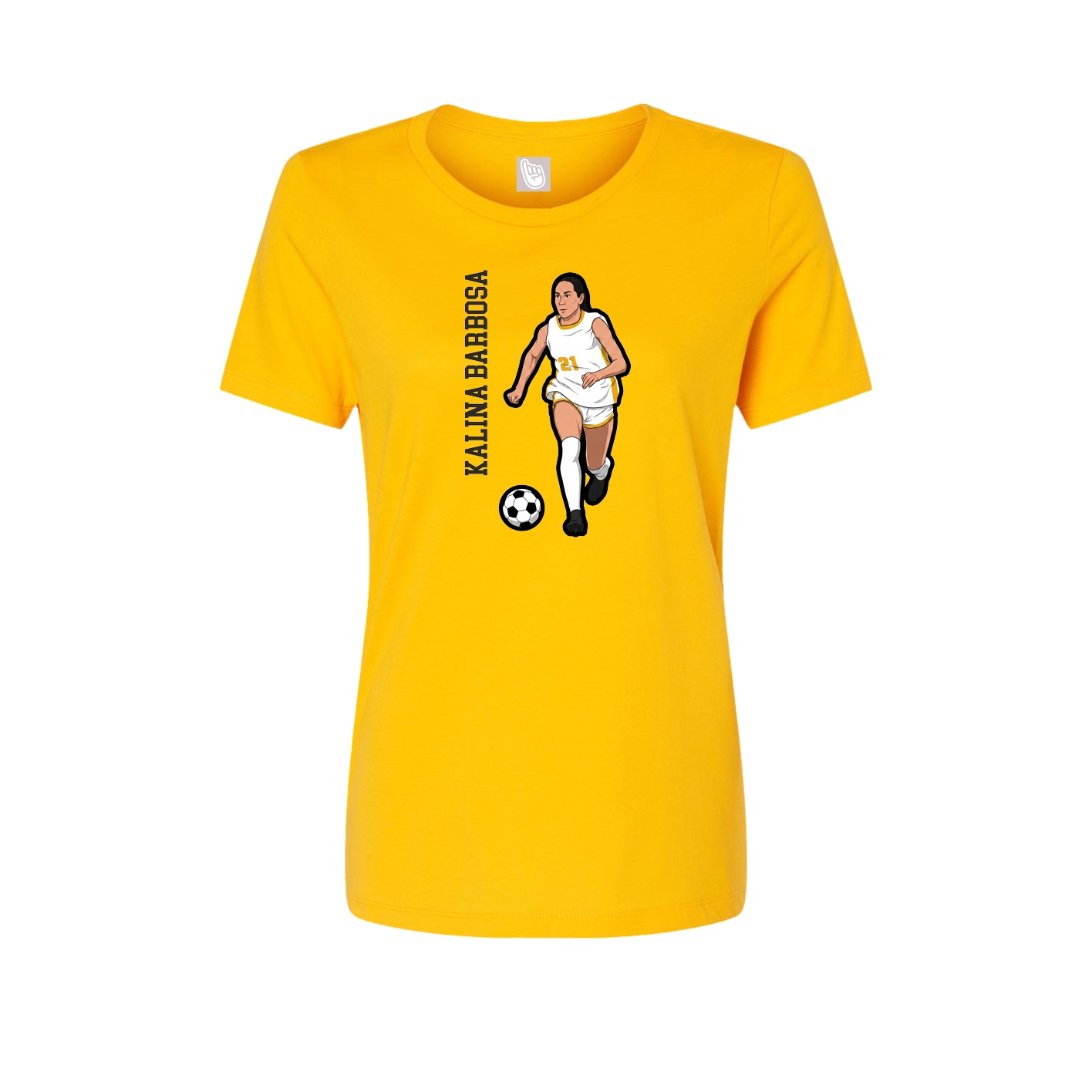 Womens Tee — Name Vertical in Gold