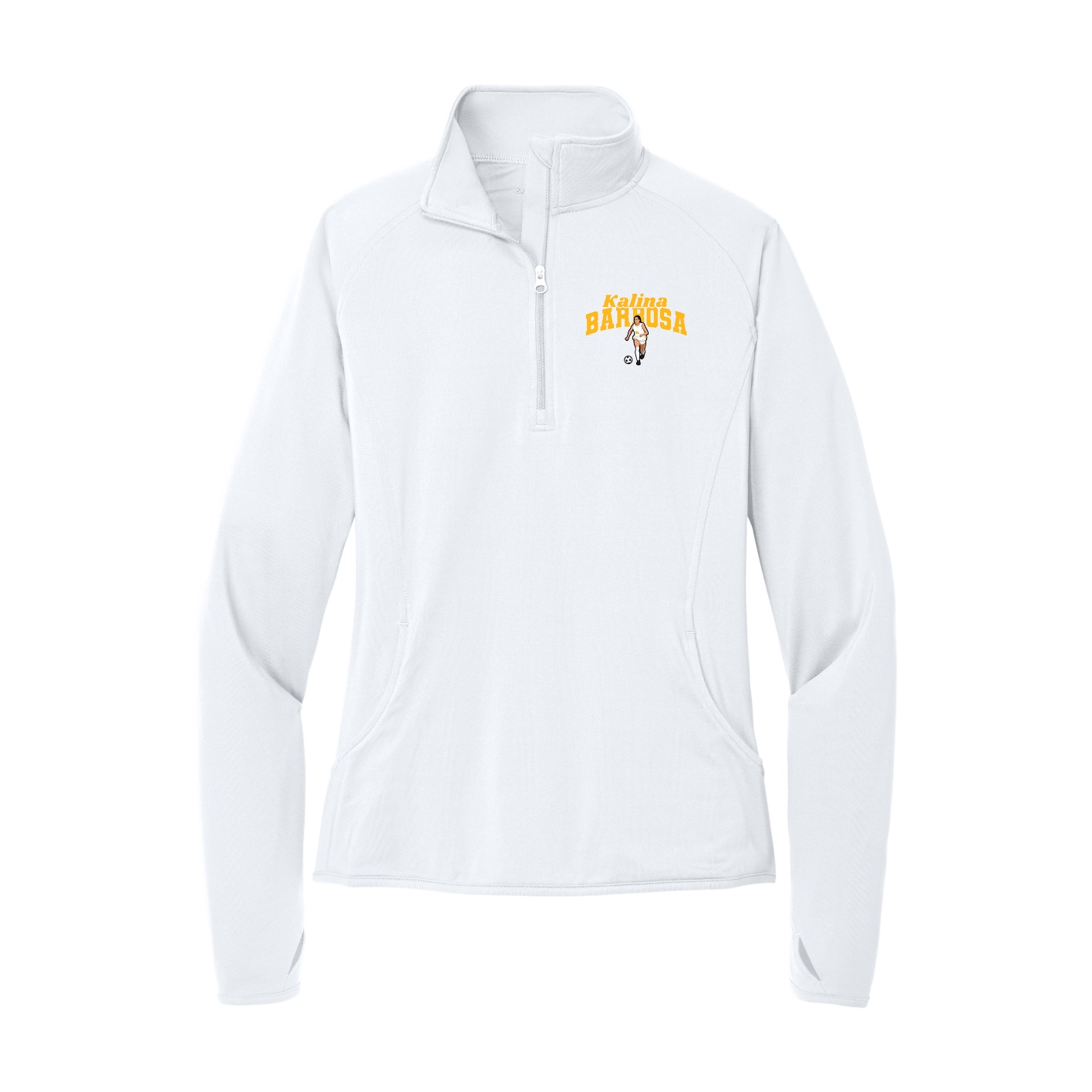 Women's Q-Zip Pullover — Signature Arch in White