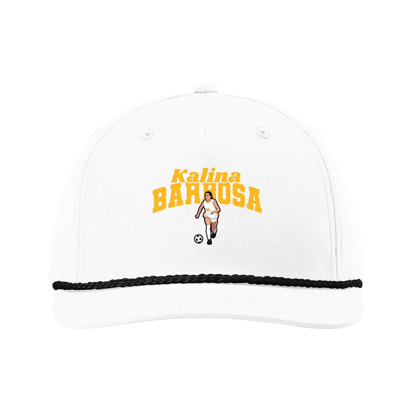 Five-Panel Classic Rope Cap — Signature Arch in White