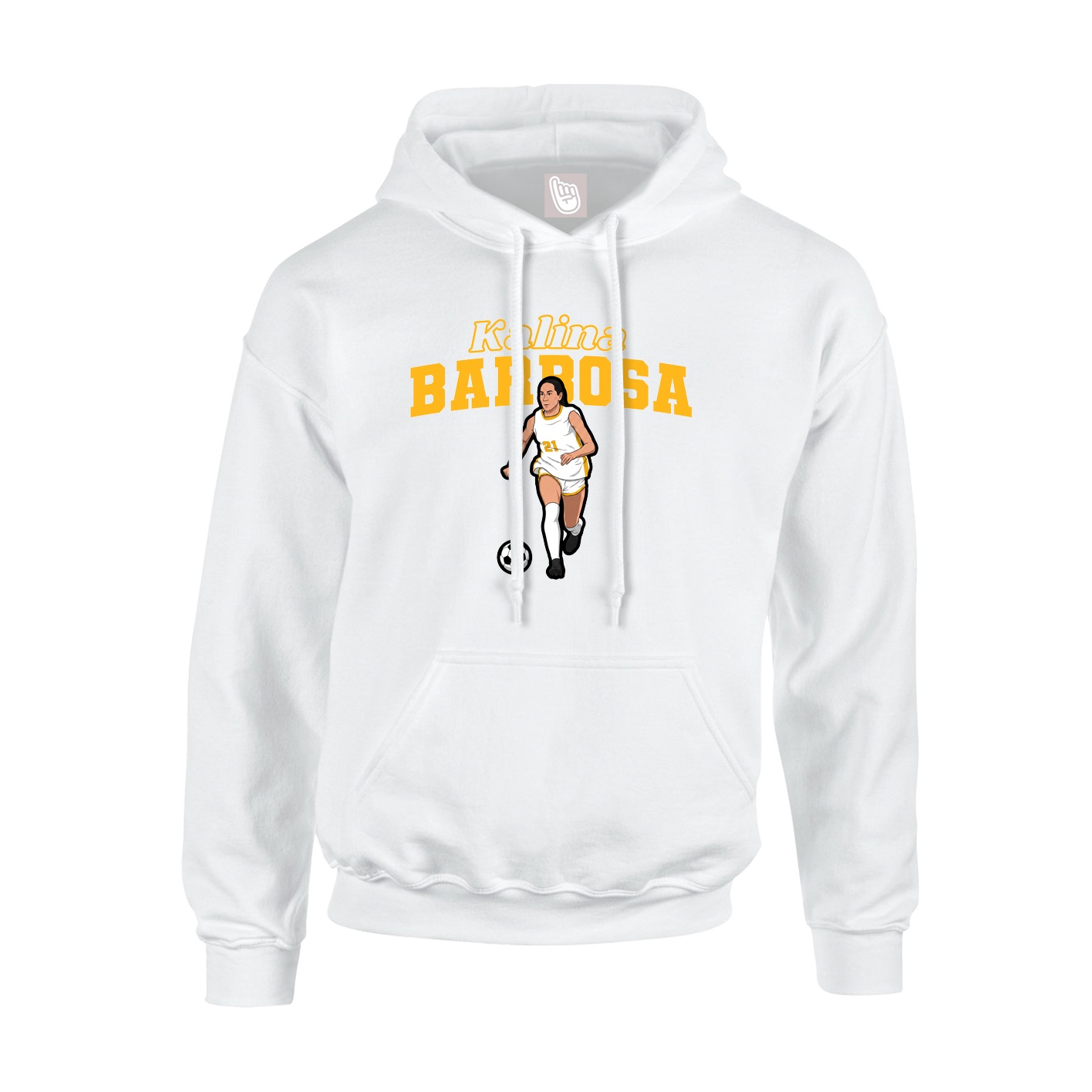 Youth Hoodie — Name Arch in White