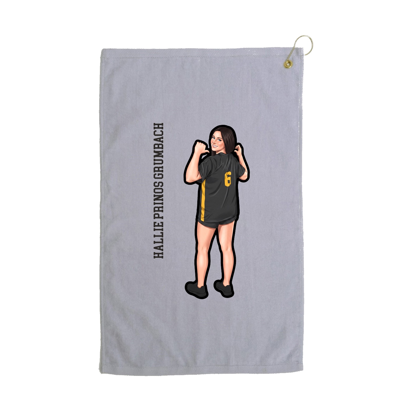 Golf Towel — Name Vertical in Grey