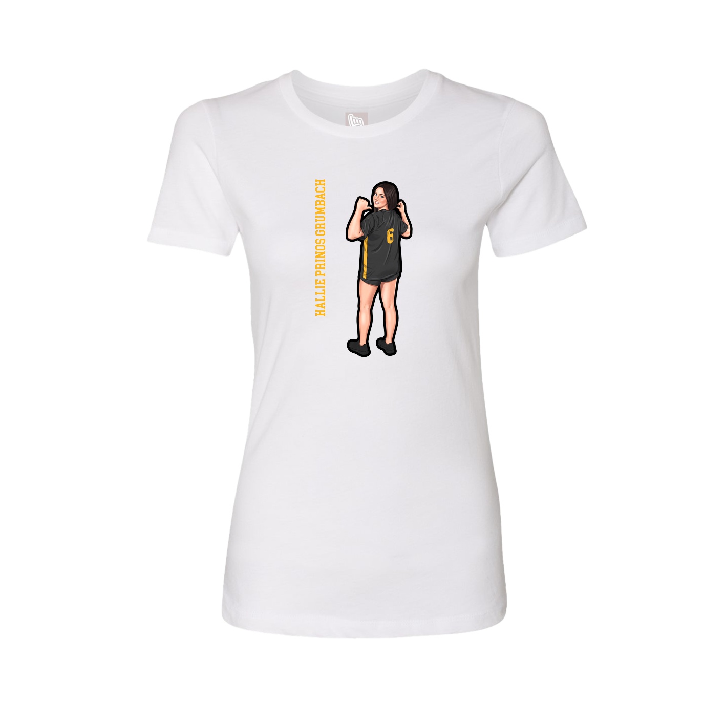 Fitted Women's Tee — Name Vertical in White