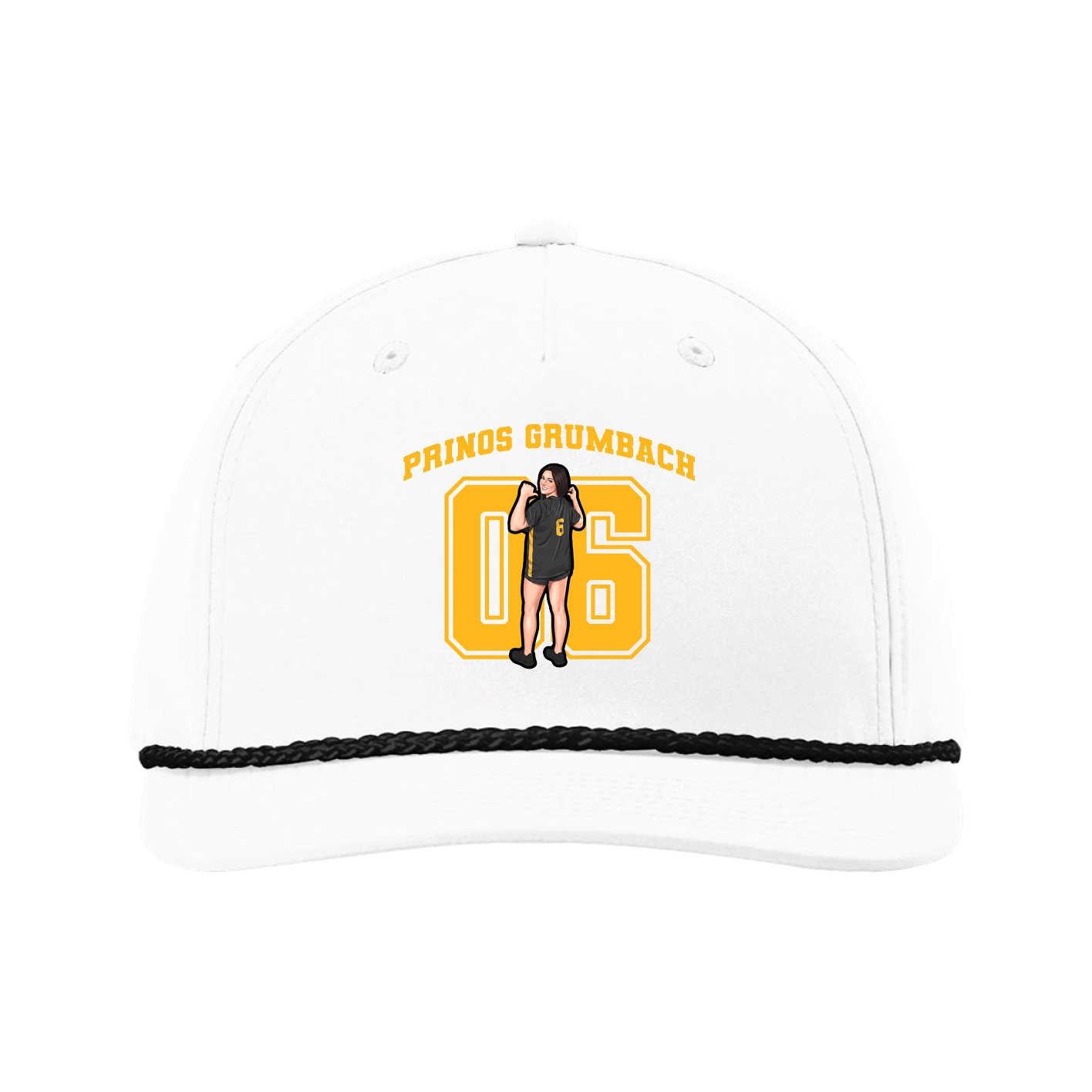 Five-Panel Classic Rope Cap — Number in White