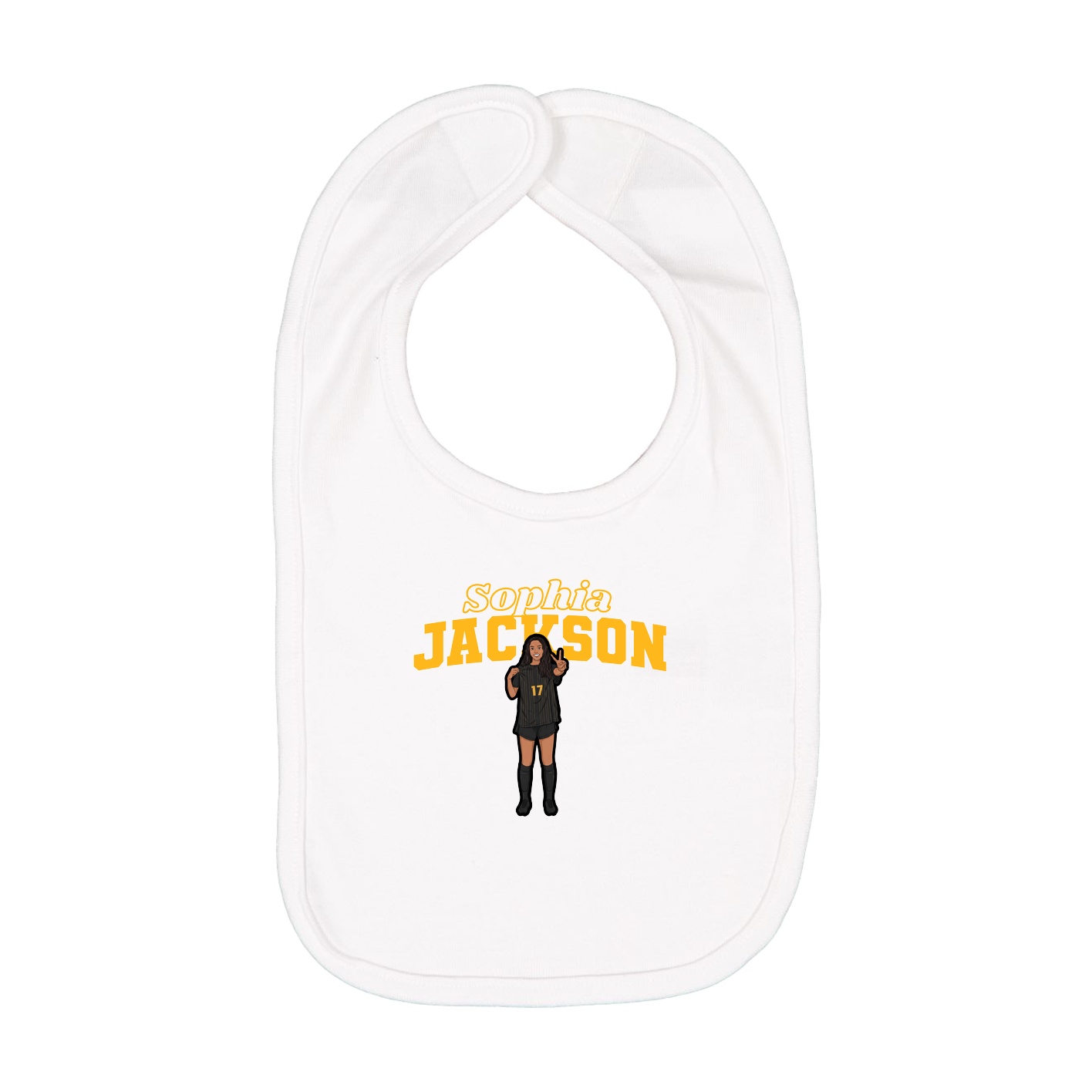 Infant Bib — Name Arch in White