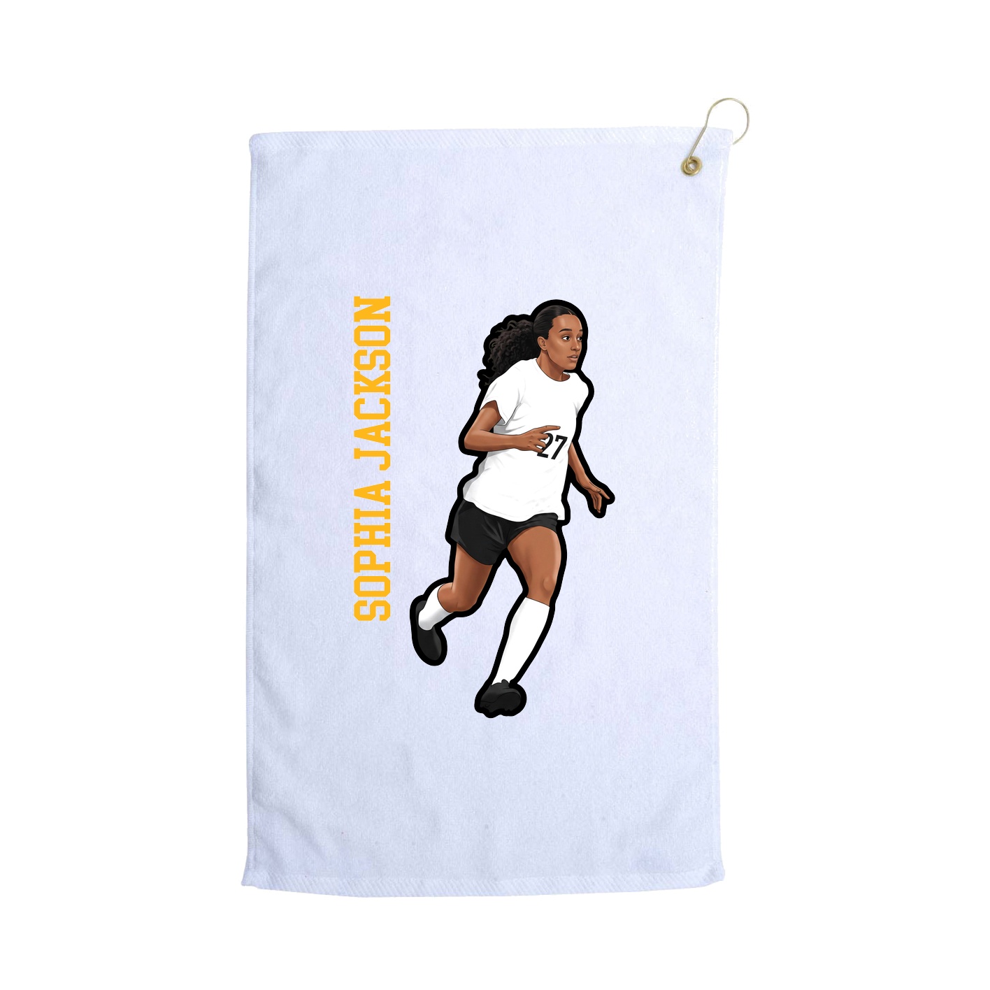 Golf Towel — Name Vertical in White