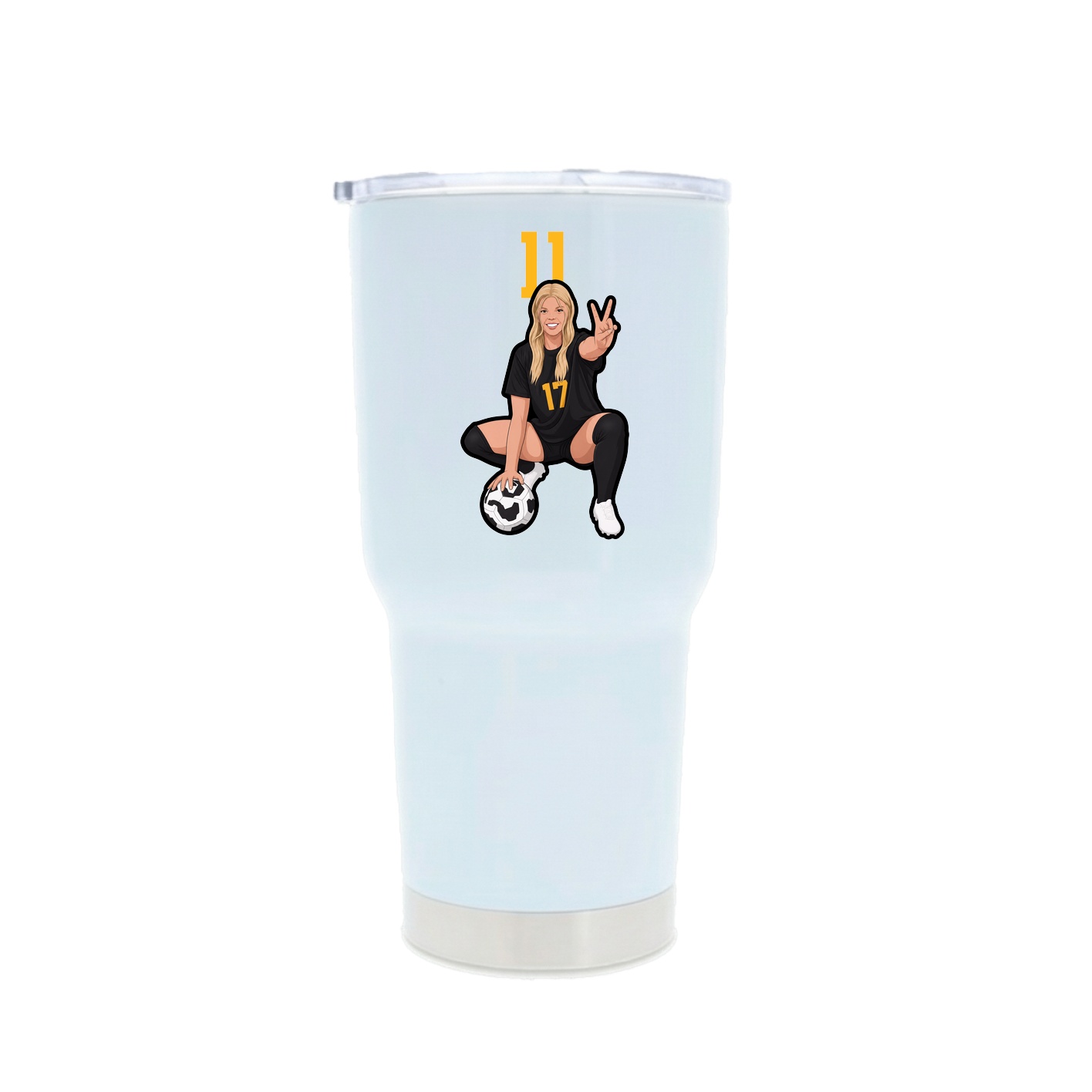 30oz Stainless Steel Tumbler — Number Top in White