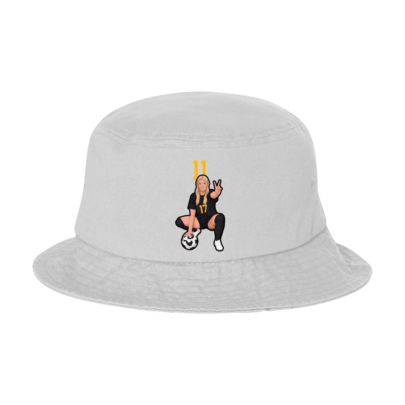 Bucket Cap — Number Top in White