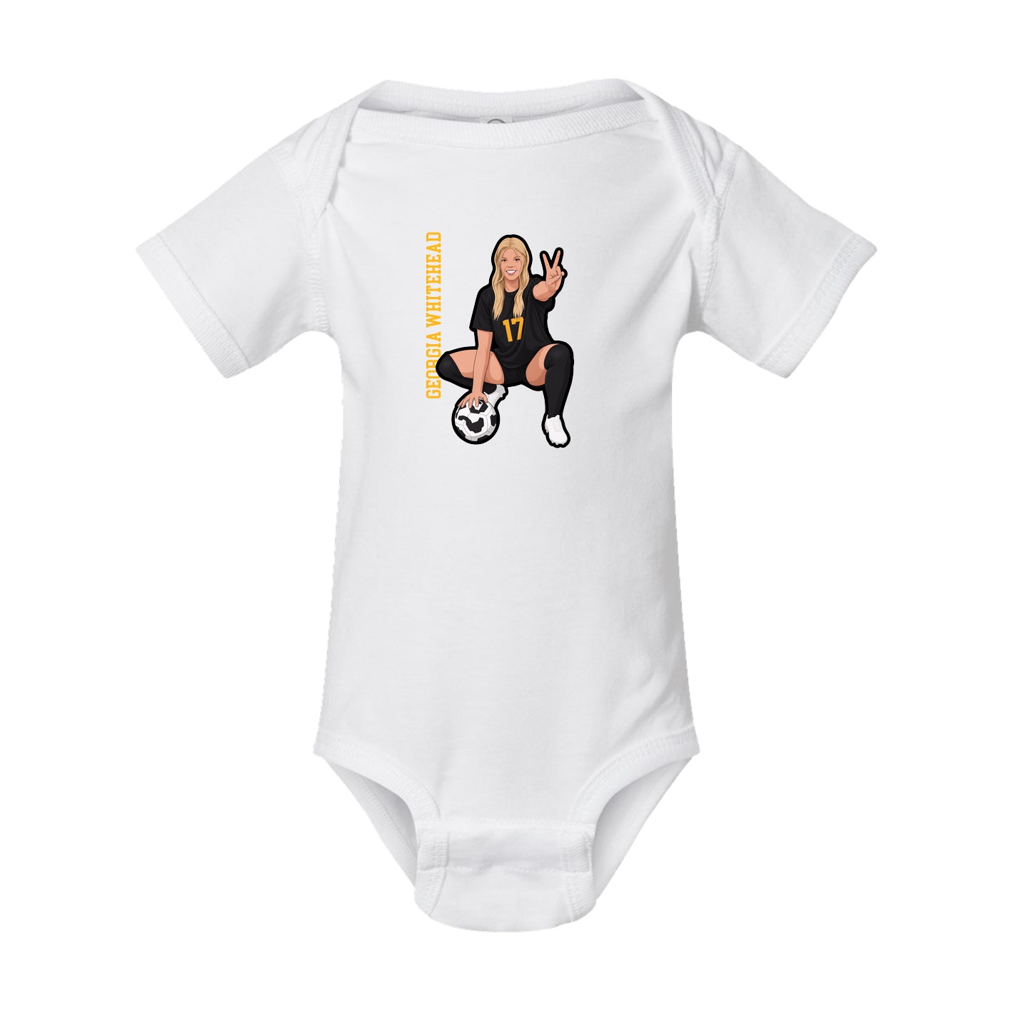 Baby Onesie — Name Vertical in White
