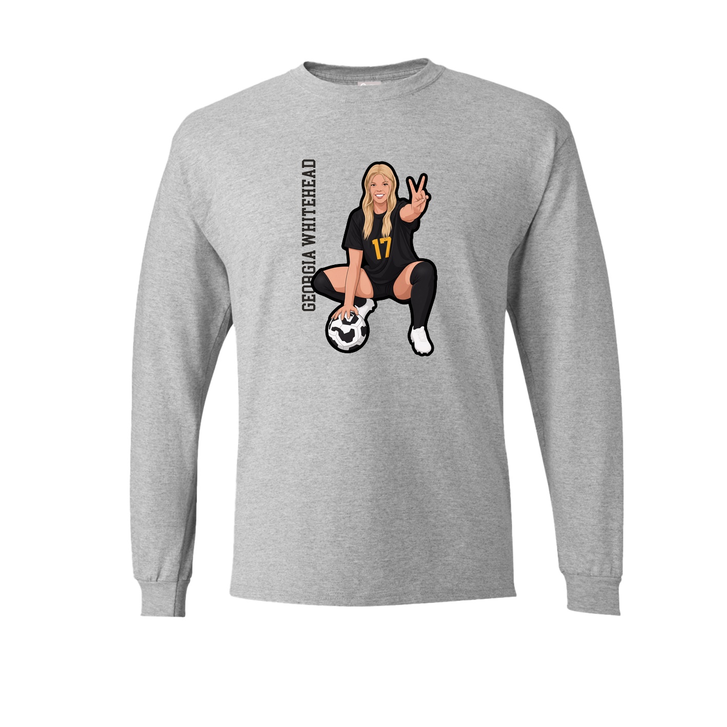 Long Sleeve Tee — Name Vertical in Grey