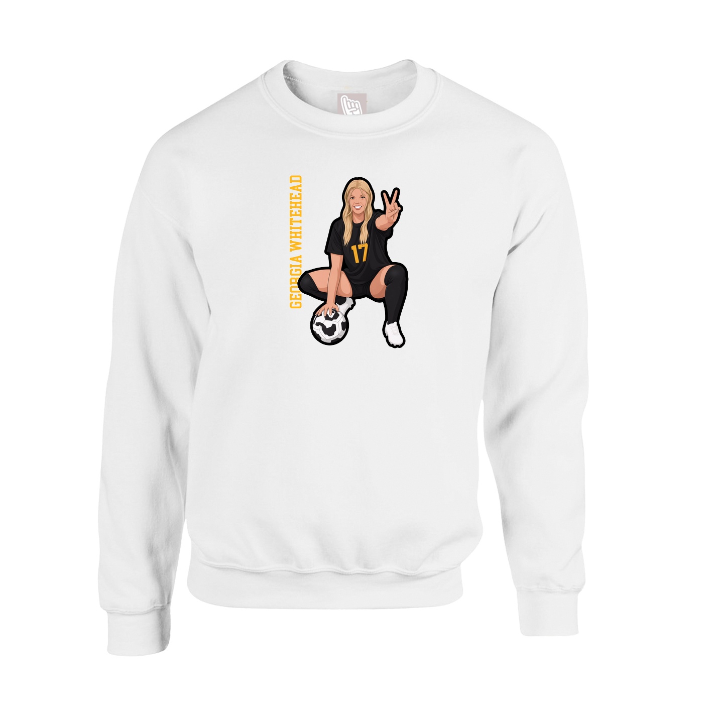 Fleece Crew — Name Vertical in White