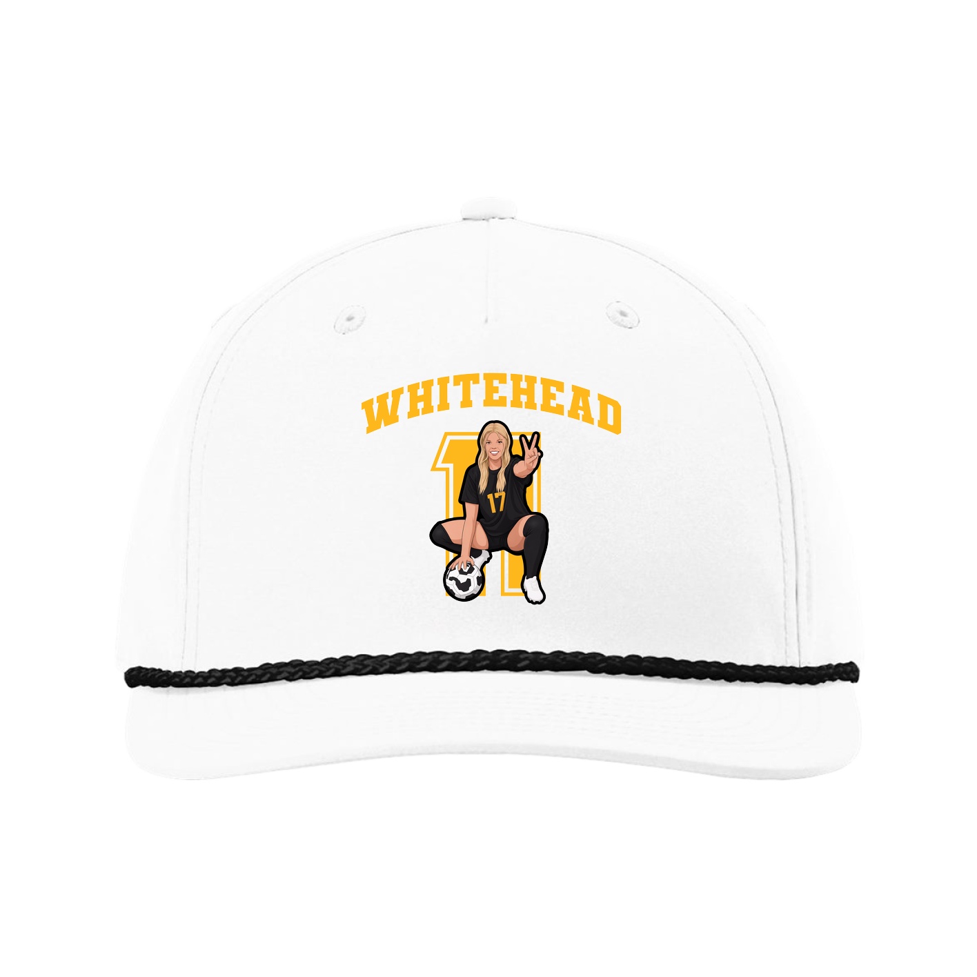 Five-Panel Classic Rope Cap — Number in White