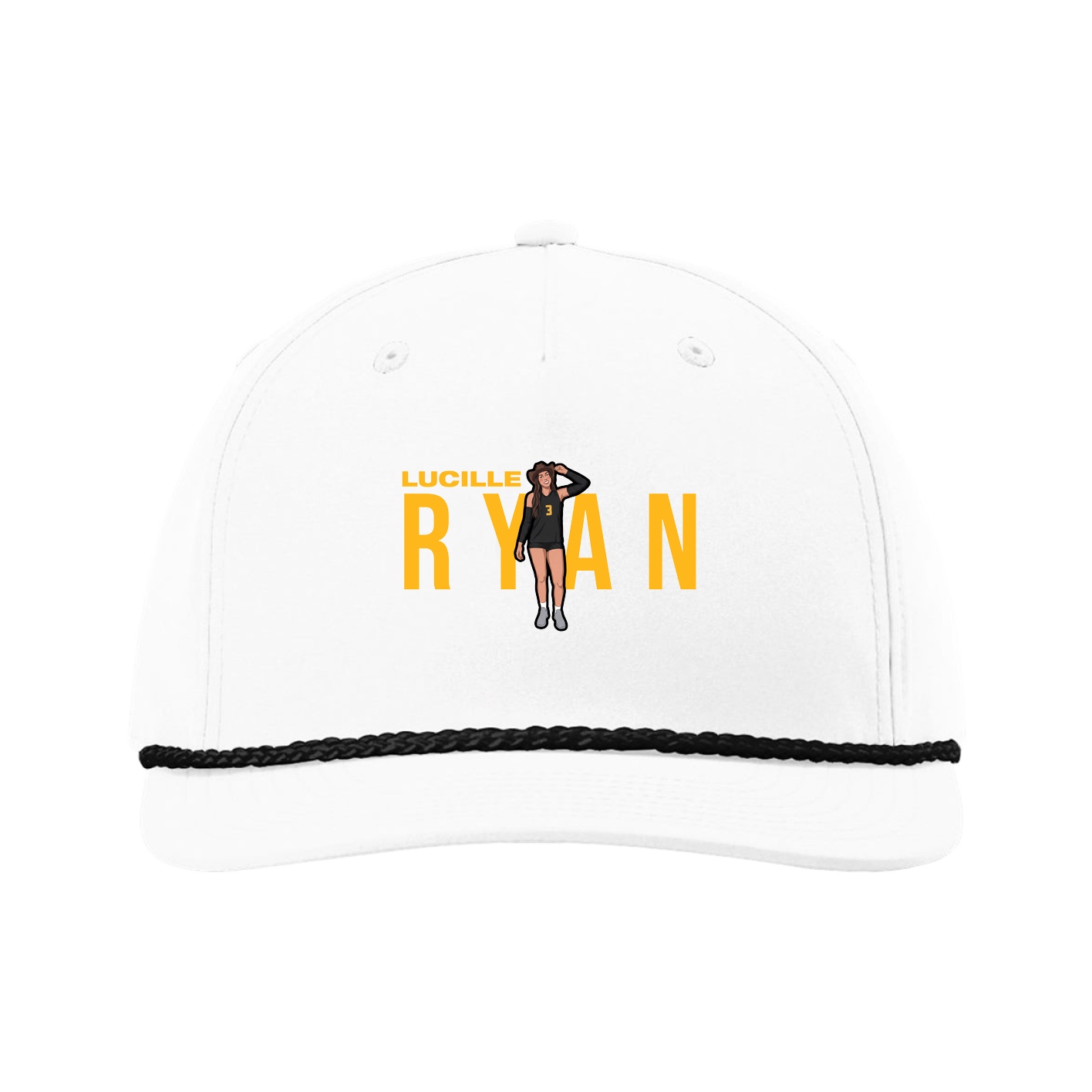 Five-Panel Classic Rope Cap — Player Name in White