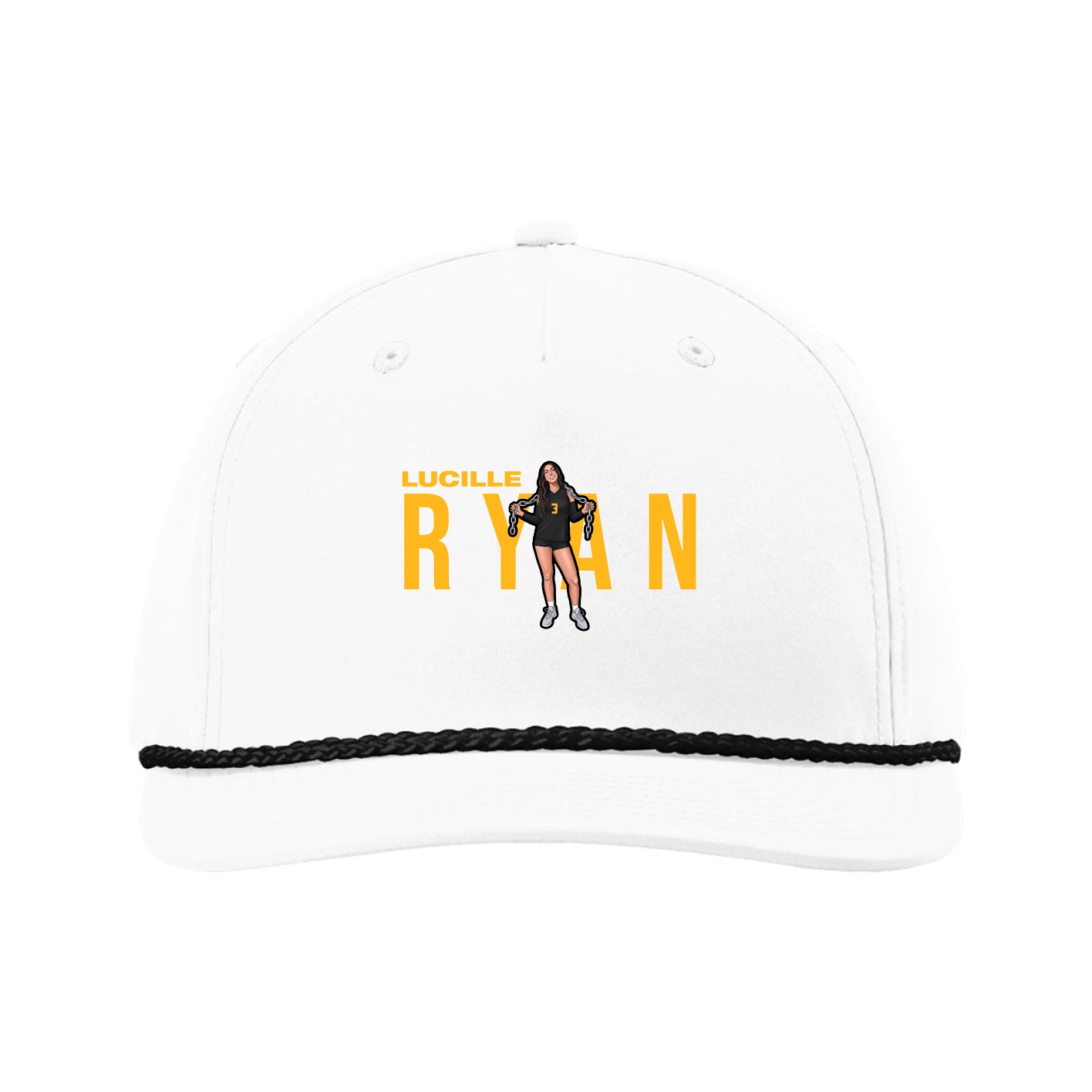 Five-Panel Classic Rope Cap — Player Name in White