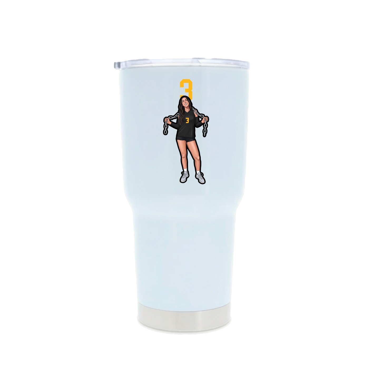 30oz Stainless Steel Tumbler — Number Top in White